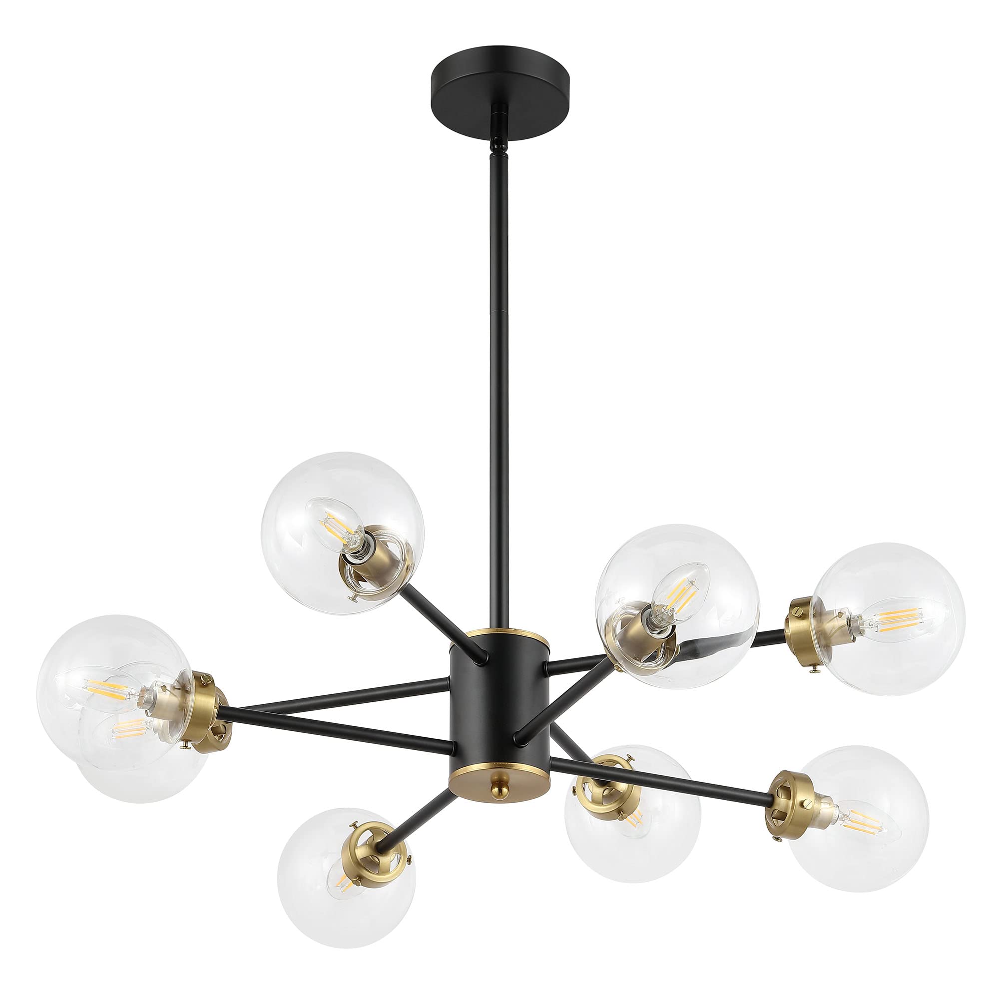 WINGBO 8-Light Sputnik Chandelier - Modern Adjustable Pendant Light Fixture with 4.7
