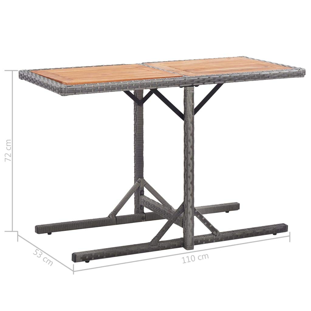 Premium FAMIROSA Outdoor Garden Table - Anthracite Poly Rattan & Solid Acacia Wood - Perfect for Patio, Deck, Backyard, and Poolside Dining