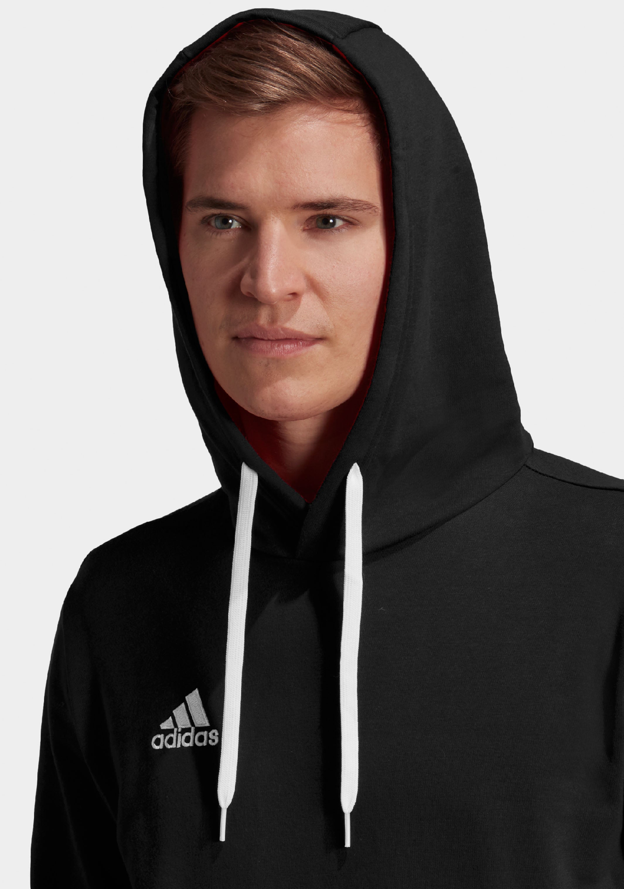 Adidas Men's Entrada 22 Hoodie - Lightweight Fleece Pullover with Kangaroo Pocket | Casual Wear, Gym & Outdoor Activities