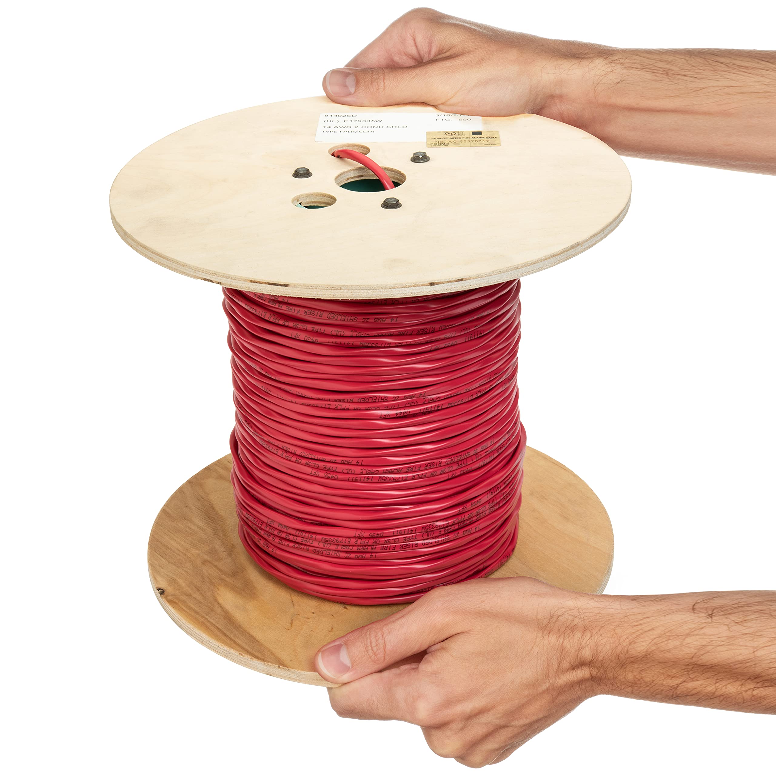16 AWG 2-Conductor Solid 100% Copper Fire Alarm Cable - UL Certified FPLR Riser Rated Shielded EWCS - 1000ft for Commercial Buildings, High-Rise Fire Safety Systems & Alarm Installations