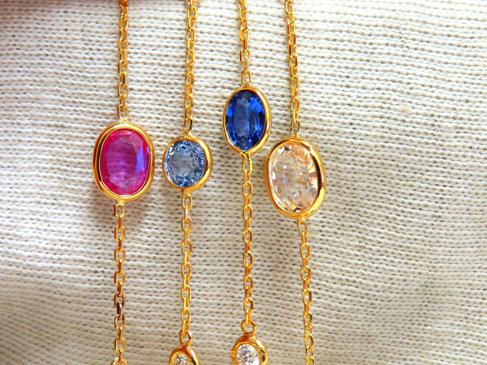 43.05ct Natural Vivid Blue Sapphire and Diamond 14K Gold 4-Tier Wrap Necklace - 76 Inch Luxury Statement Jewelry for Weddings & Special Occasions