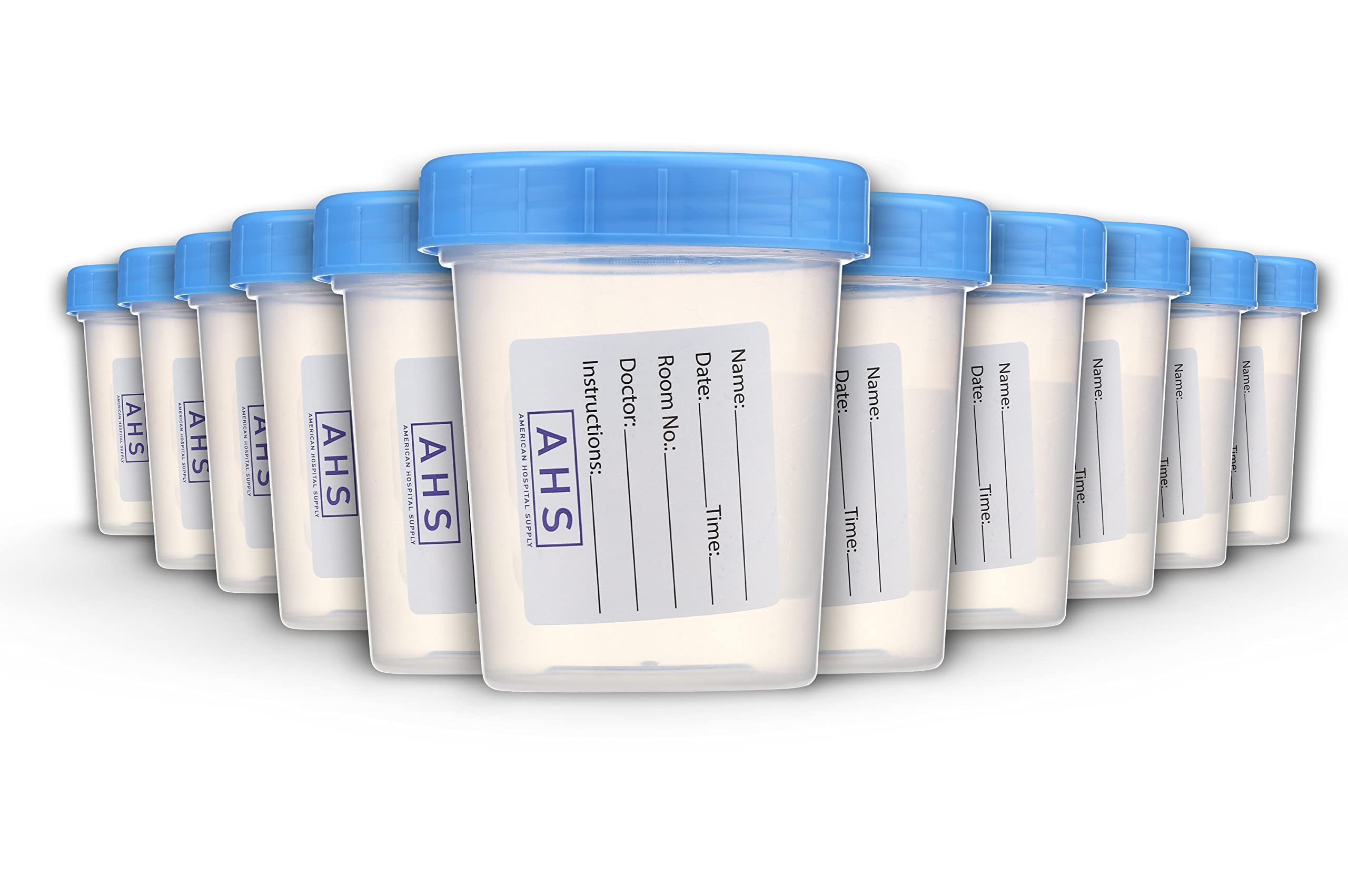 AHS Sterile Urine Specimen Cups with Leak-Proof Lids - 4oz Disposable Medical Sample Containers (Pack of 10) | Ideal for Hospital, Clinic & Home Urine Tests | BPA-Free & Single-Use Medical Supplies