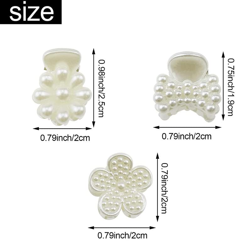FAMEZA 6 PCS Mini Pearl Claw Clip Set - Daisy Flower Bow Hair Clips with Sweet Artificial Bangs for Women & Girls | Hair Accessories for Parties, Weddings & Everyday Style