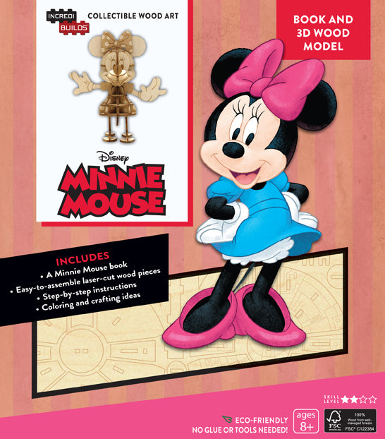 IncrediBuilds Disney Minnie Mouse Book and 3D Wood Model Kit - DIY Craft Project for Kids, Disney Fans & Collectors | Perfect for Birthday Gifts, Home Decor & Creative Play