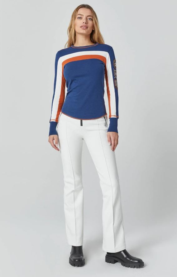 Alp N Rock Retro Stripe Crew Neck Sweatshirt - Vintage Style Estate Blue Pullover for Men & Women | Casual Wear, Street Fashion, Loungewear
