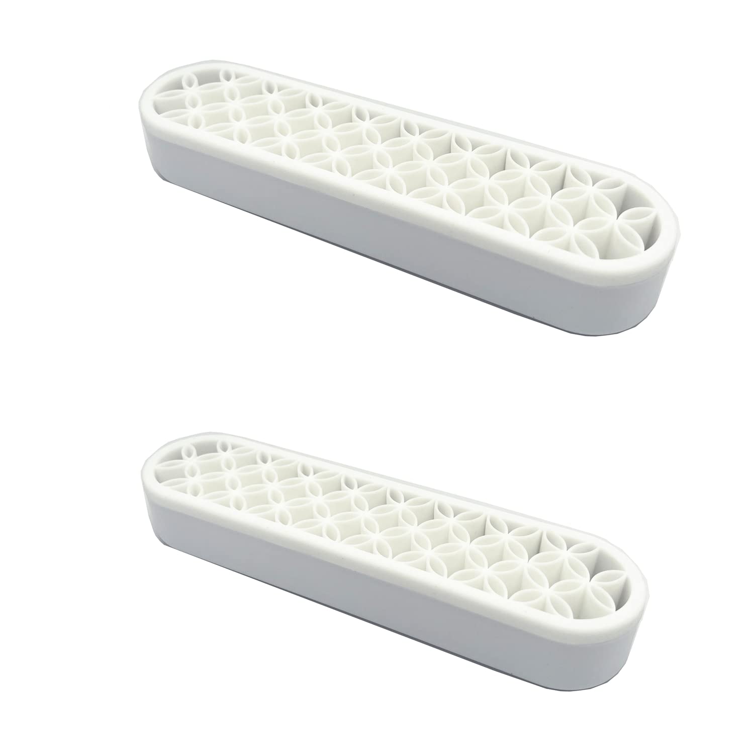 2 Pack Silicone Makeup Brush Holder - Waterproof Cosmetic Organizer for Brushes, Pens & Tools - Compact Desktop Storage Box (White) - Perfect for Vanity, Bathroom & Travel