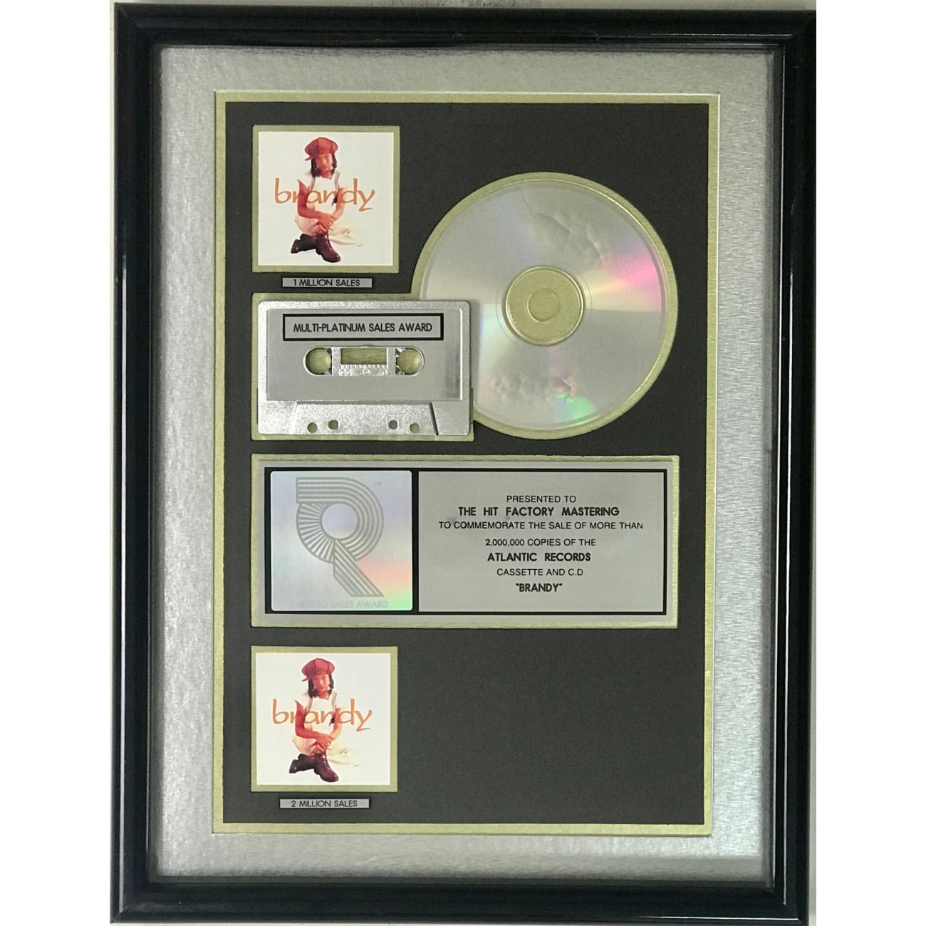 Brandy Debut RIAA 2x Multi Platinum Album Award - Certified Music Collectible for Display & Memorabilia - Perfect for Music Fans, Award Shows & Home Decor