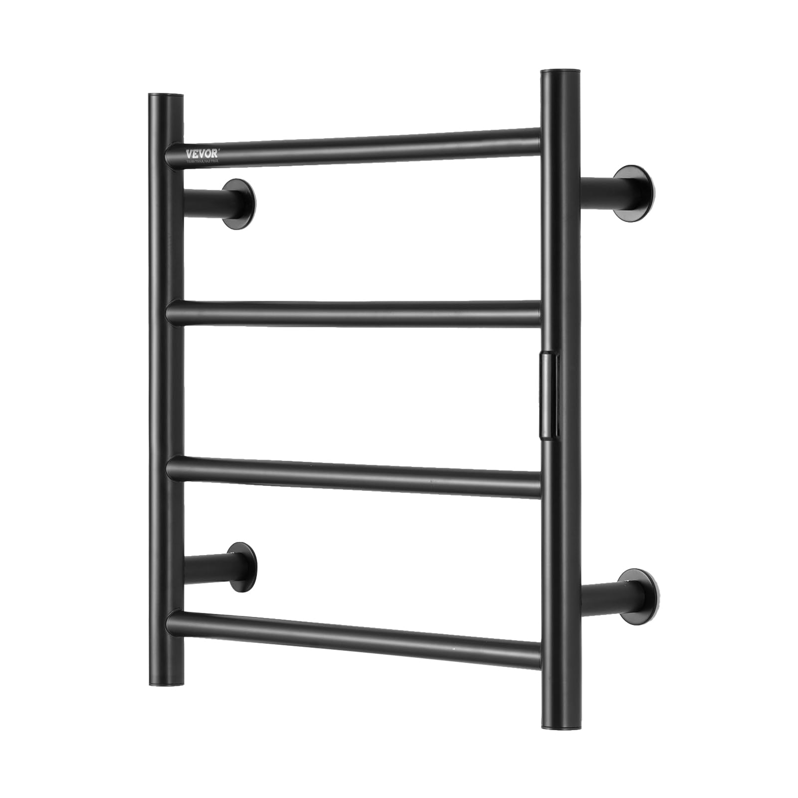 VEVOR 4-Bar Heated Towel Rack - Wall Mounted Bathroom Towel Warmer with Timer, LED Display & 5 Adjustable Temperature Settings - IPX5 Waterproof Black Towel Heater for Spa, Luxury Hotels & Home Use