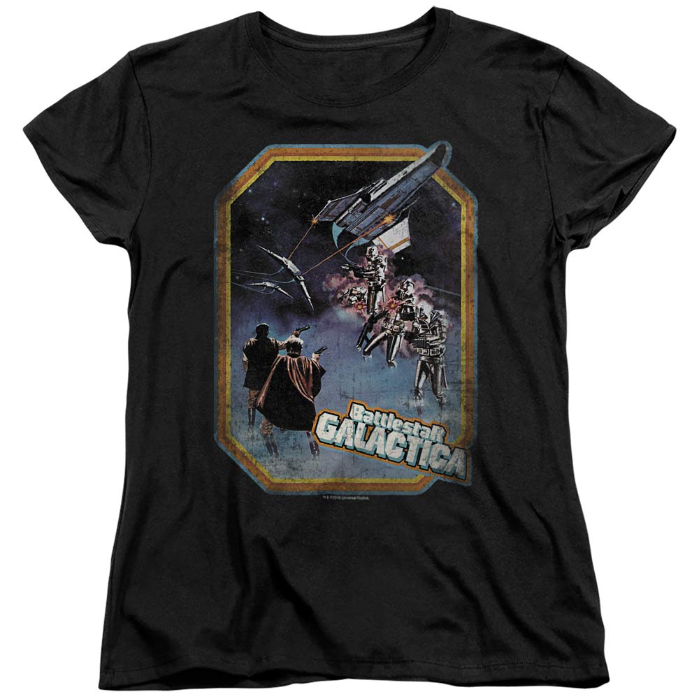 Battlestar Galactica Women's Graphic T-Shirt | Sci-Fi TV Show Merchandise | Iron-On Transfer Design | Perfect for Cosplay, Conventions & Fan Gifts