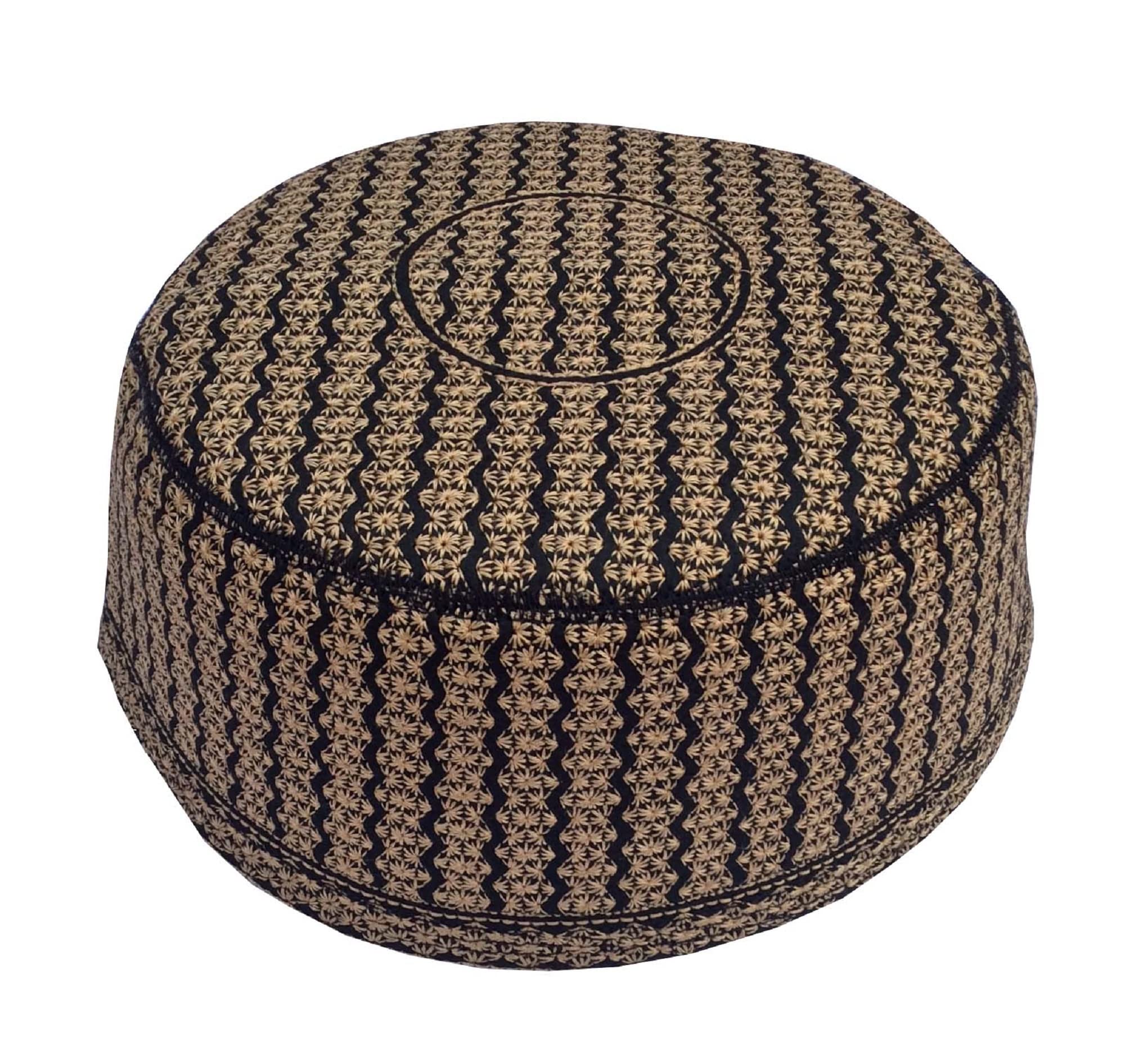 Kufi Men's & Women's Hand Embroidered Skull Cap - Solid Knitted Beanie with Silk Threads for Prayer, Religious Ceremonies & Winter Warmth