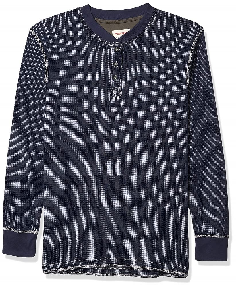 Wrangler Authentics Men's Long Sleeve Waffle Henley Shirt - Comfortable Thermal Top for Casual Wear, Outdoor Activities & Layering in Cold Weather