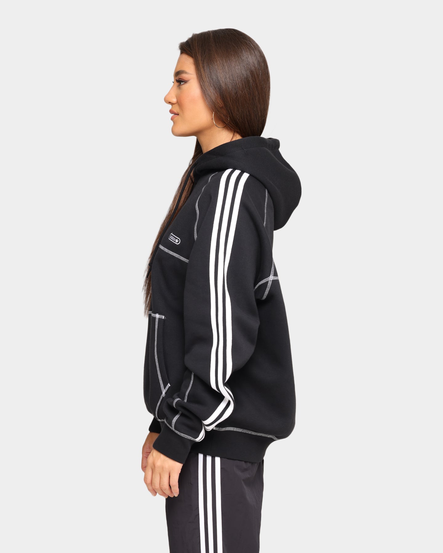 Adidas Contrast Stitch Hoodie Black - Men's Casual Pullover Sweatshirt for Streetwear & Gym Workouts