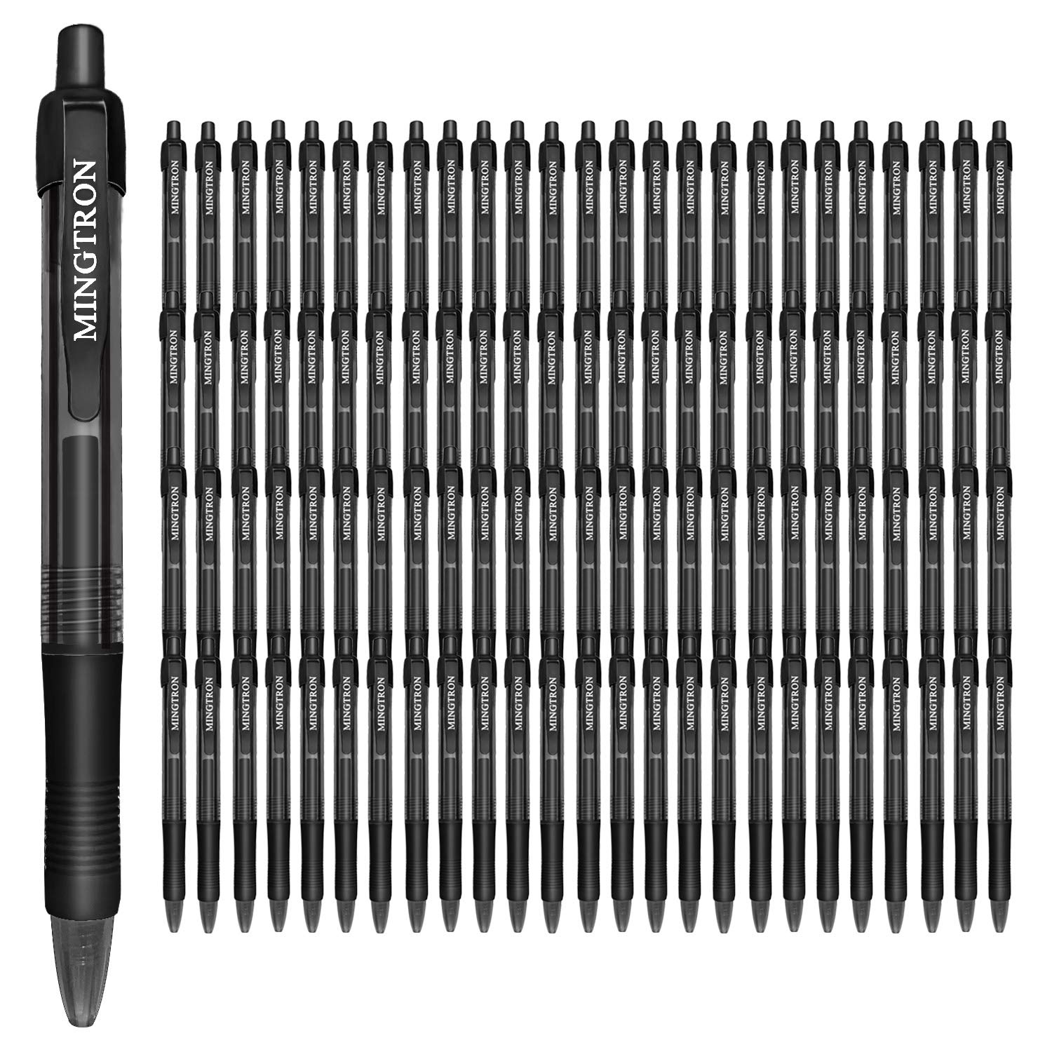 Mingtron Gel Pens 100 Pack - 0.5mm Fine Point Black Ink Rollerball Pens, No Smear Left Handed Pens, Click Retractable Smooth Writing Bulk Office Supplies for School, Work, Note Taking & Journaling