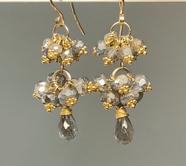 Labradorite Cluster Earrings in Gold Vermeil - Mystic Crystal Jewelry for Women, Boho Chic & Healing Stone Accessories | Perfect for Meditation, Yoga & Spiritual Gifts