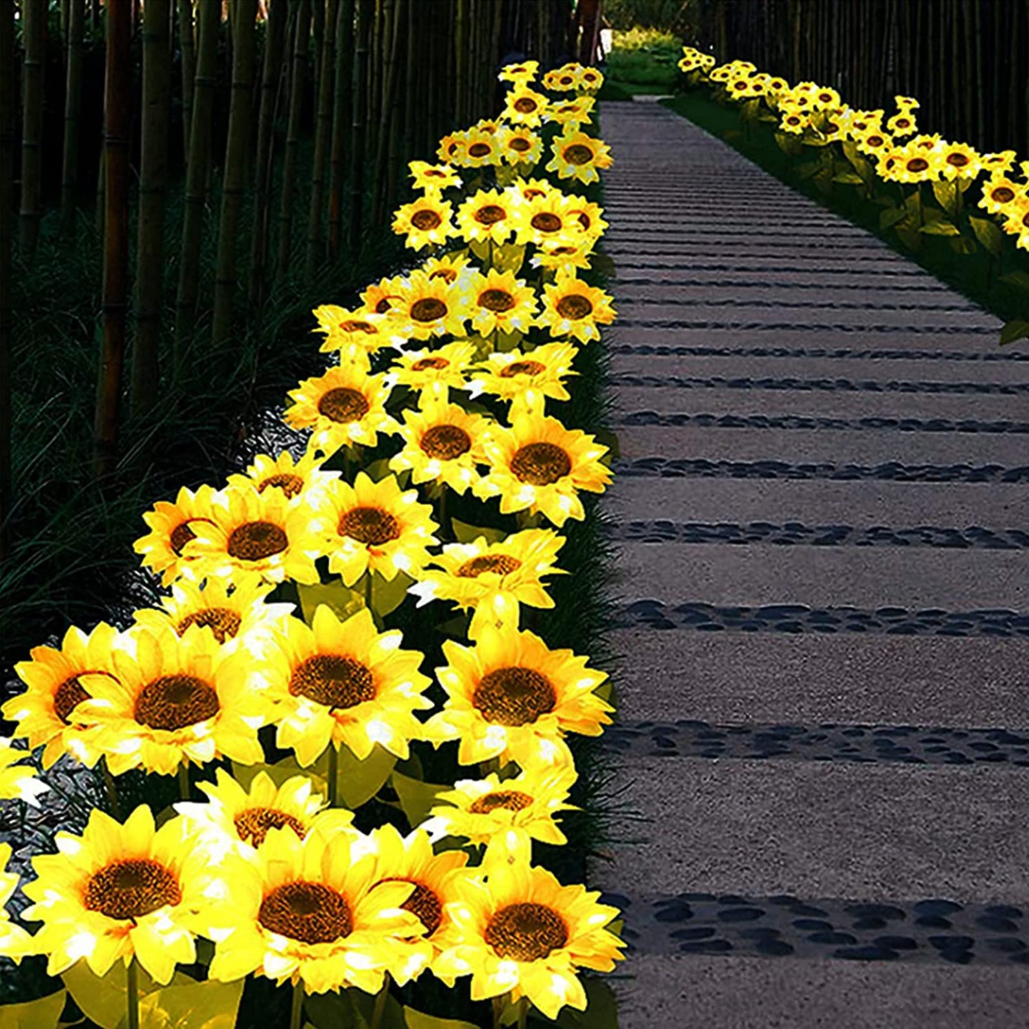 Solar Powered Sunflower Garden Lights Outdoor - Waterproof LED Solar Stake Lights for Yard, Patio, Fence & Lawn - Decorative Landscape Pathway Lighting (2 Pack) - Perfect for Nighttime Garden Decor & Security Lighting