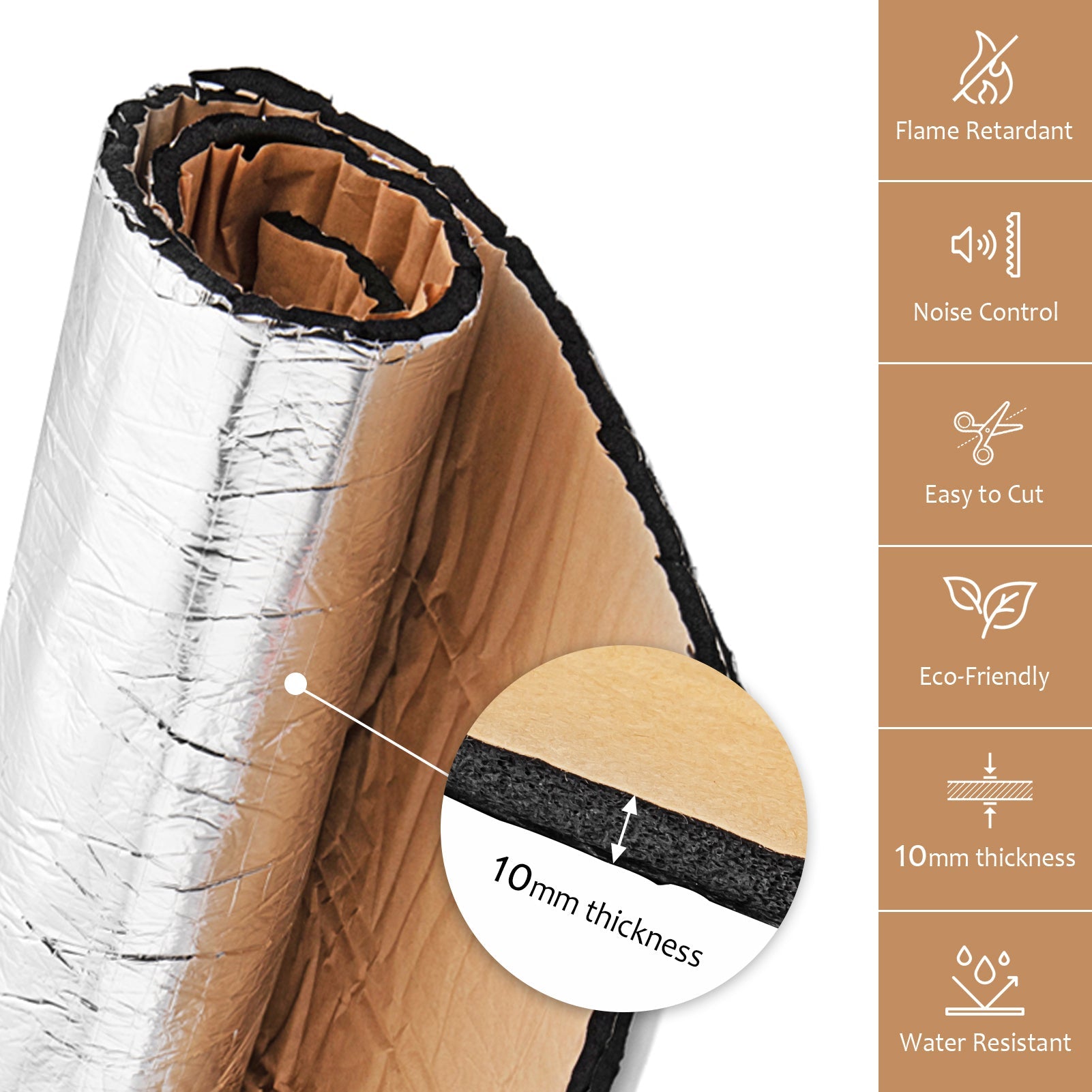 10mm 40x40 Motorcycle Engine Heat Shield Sound Deadener Mat - Noise Dampening & Thermal Insulation for Motorcycles, ATVs, Dirt Bikes - Reduce Engine Noise & Heat Transfer for Comfortable Riding