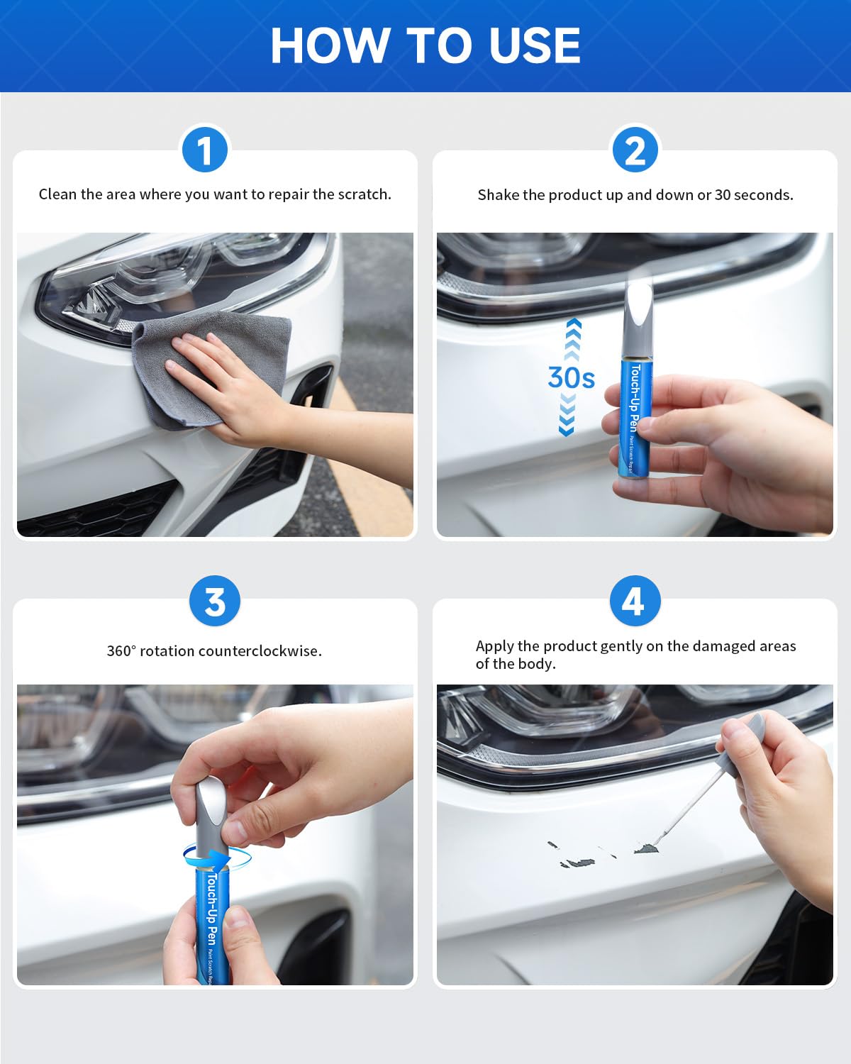 149/9149 Polar White Touch Up Paint Pen for Mercedes-Benz - Exact Match Scratch Repair Kit | Perfect for Car Door Dings, Bumper Scratches & Minor Paint Damage