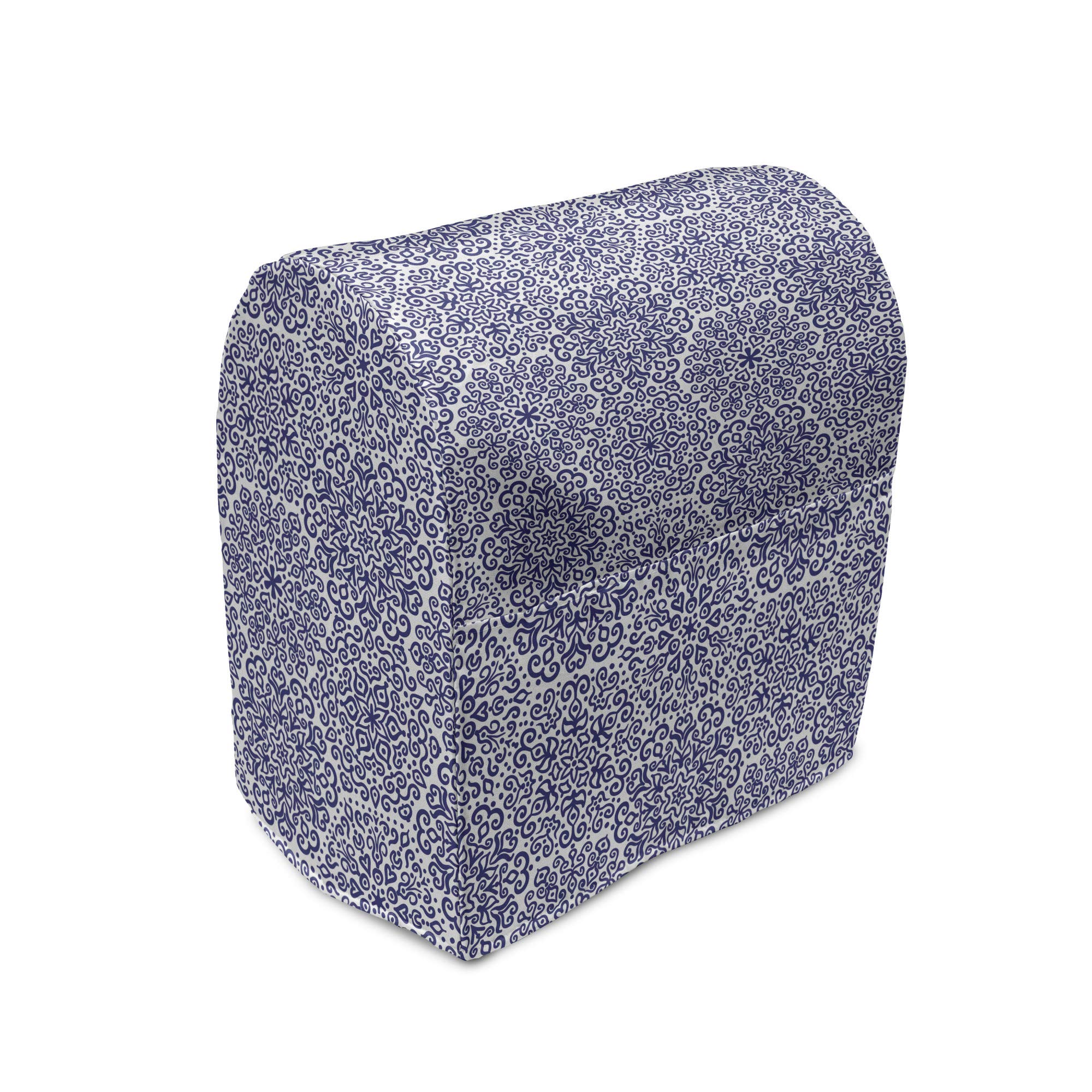 Ambesonne 6-8 Quart Stand Mixer Cover with Pocket - Indigo & White Mandala Floral Pattern - Kitchen Appliance Organizer Bag for KitchenAid, Cuisinart & More - Perfect for Baking, Cooking & Countertop Storage
