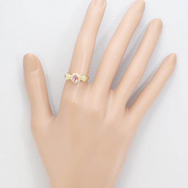 18K Yellow Gold Pink Tourmaline Diamond Ring for Women - Elegant Gemstone Engagement & Wedding Band - Perfect for Anniversary, Valentine's Day & Special Occasions