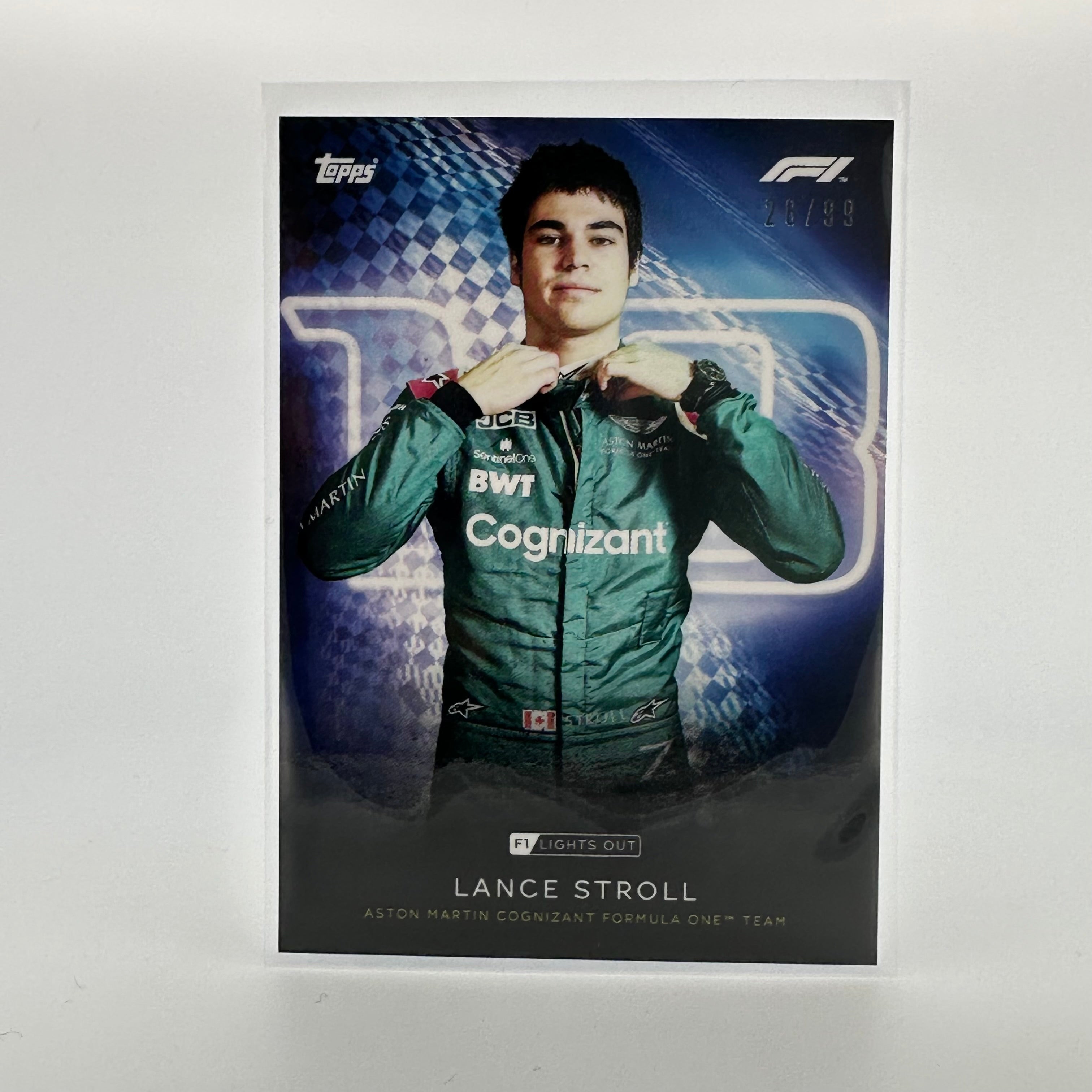28/99 Lance Stroll F1 Driver Blue Parallel Racing Card - Perfect for Formula 1 Collectors and Motorsport Fans