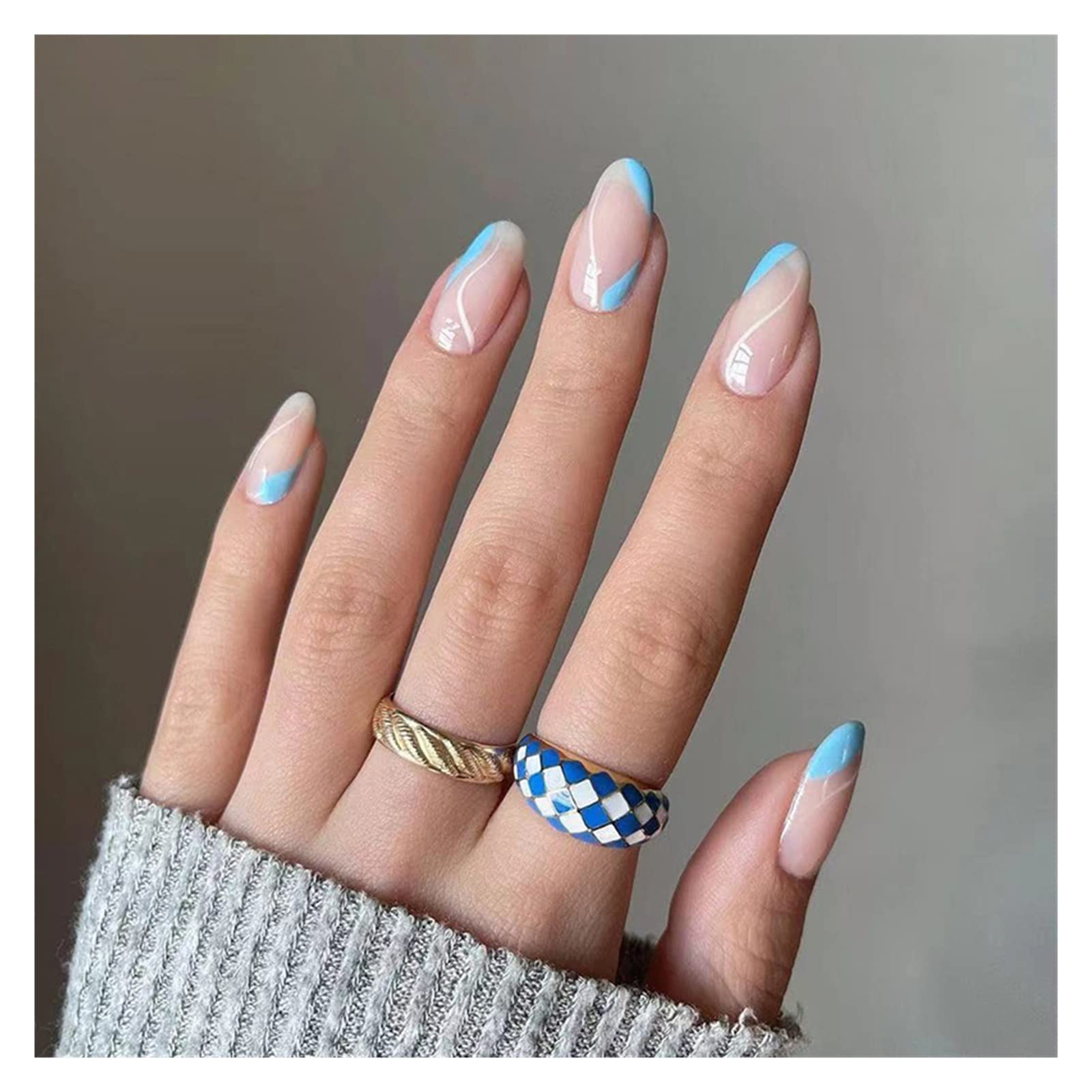 Camplab 24pcs Press On False Nails with Glue - Full Coverage French Manicure Nail Patches, Elegant Pearlescent Shiny Army Green Artificial Nails for Women | Perfect for Parties, Weddings & Daily Wear