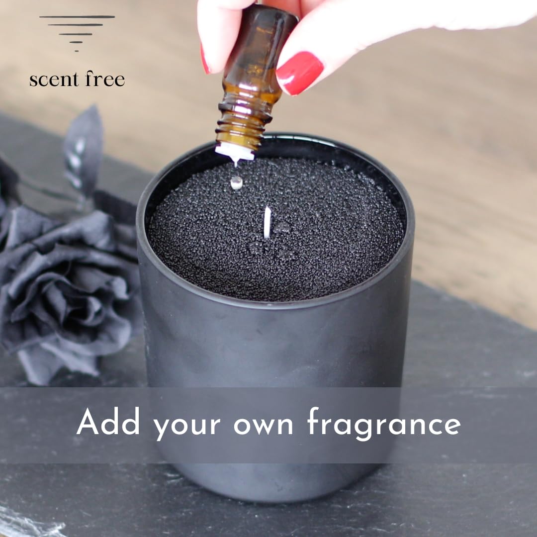 Foton Pearled Candle 18oz - Black Unscented Non-Toxic Long-Lasting Powder Candles (120 Hours Burn Time) - Refillable Candle Sand with 30 Wicks for DIY Candle Making - Perfect for Home Decor, Weddings & Relaxation