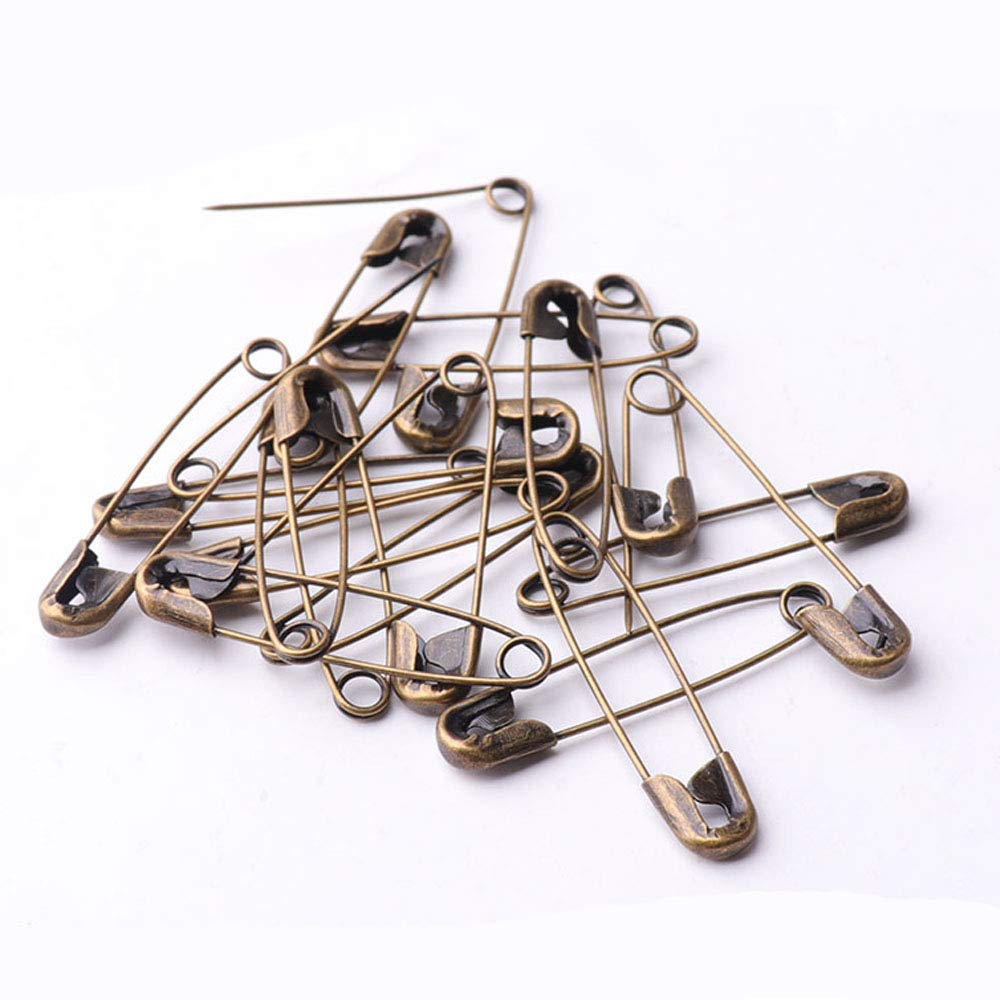 28mm Bronze Safety Pins - 100pcs for Crafts & DIY Projects