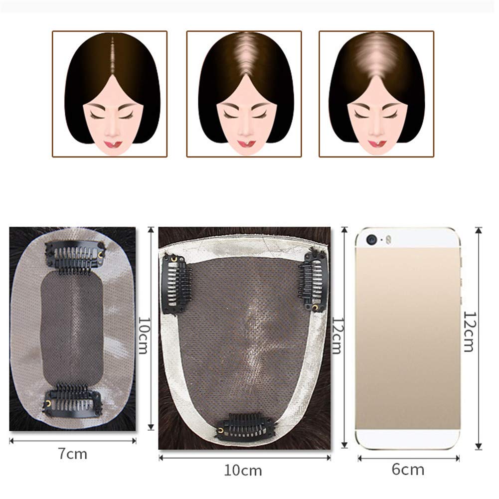 RemeeHi Real Remy Human Hair Long Wavy Clip-In Hair Topper - 7x10 Handmade Wiglet for Thinning Hair, Dark Brown 25cm/10 Inch | Perfect for Daily Wear, Parties & Special Occasions