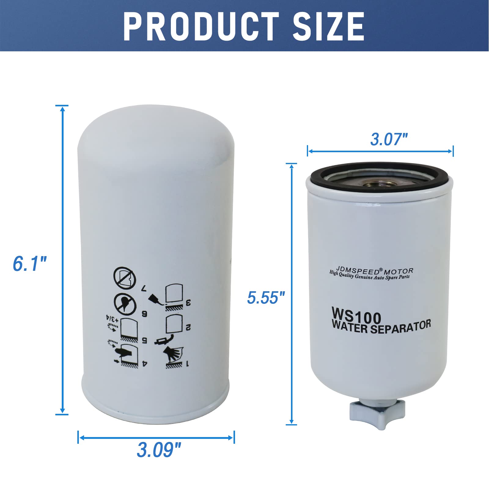 Dodge Ram Cummins Fuel Filter & Water Separator Replacement - FF100-2 & WS100 Compatible - Heavy Duty Diesel Engine Protection for Off-Road & Towing