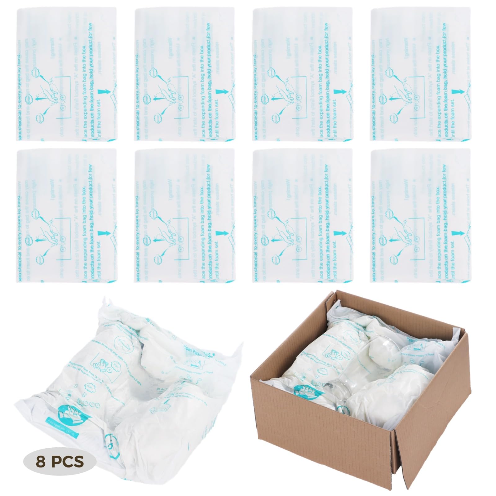 8 PCS 14×16 Inch Expanding Foam Shipping Bags - Instant Temperature Activated Packaging Solution for Fragile Items, Electronics & Valuables - Perfect for Ecommerce, Moving & Gift Packaging