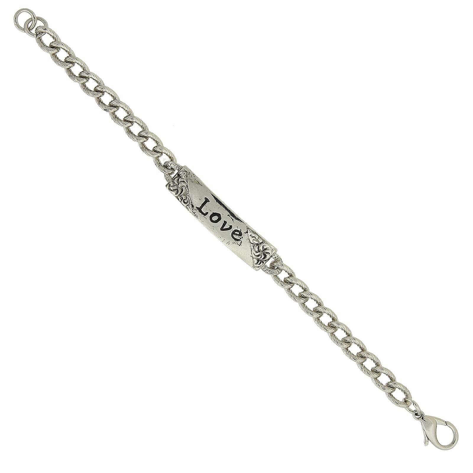 1928 Jewelry Curb Link Love ID Bracelet for Women - Personalized Engraved Name Bracelet - Trendy Gold & Silver Chain Bracelet Gift for Her - Perfect for Anniversaries, Birthdays & Valentine's Day