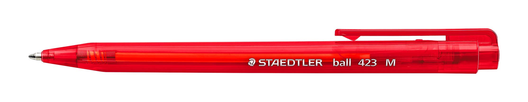 STAEDTLER 423 M-2 Retractable Ballpoint Pens - 0.45mm Medium Point, Pack of 10 in Cardboard Box (Red) - Perfect for Office, School & Note Taking