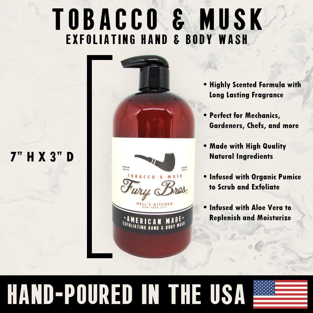Natural Soy Wax Scented Candle & Body Wash Set - Tobacco Musk Scent for Home Spa Relaxation