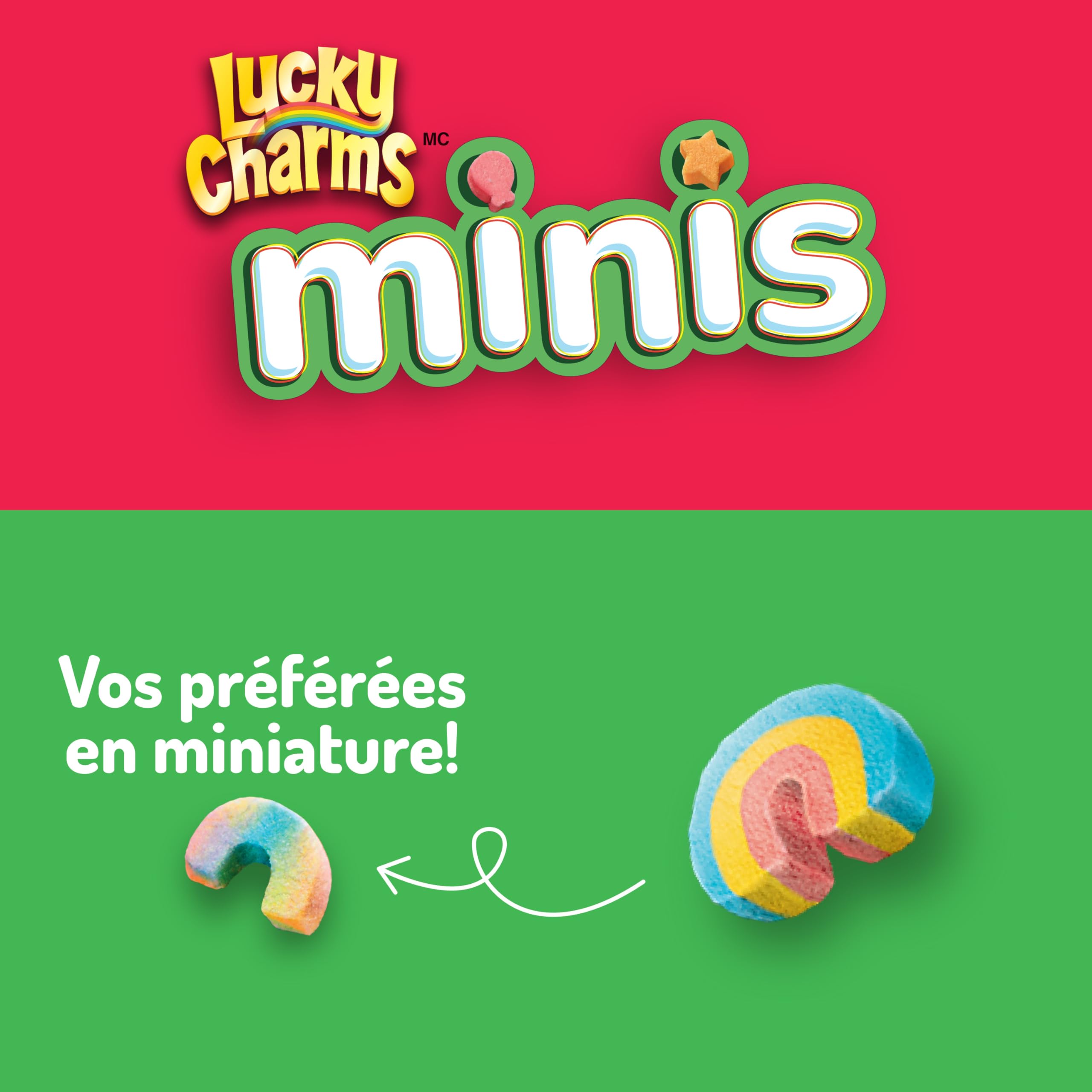 LUCKY CHARMS Minis Cereal with Marshmallows - 10.5oz (297g) Breakfast Cereal Box - Perfect for School Lunches, Office Snacks & Quick Breakfasts