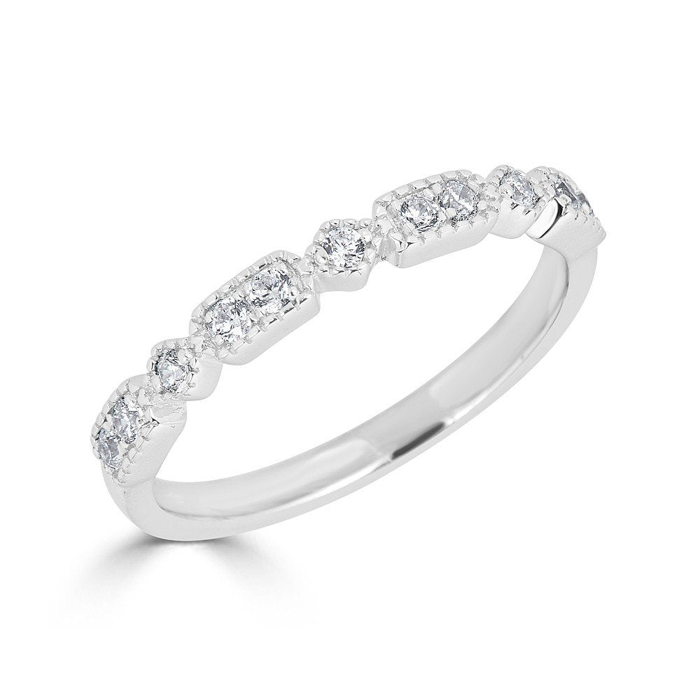 14KT Gold Stackable 1/5CT Diamond Alternating Shape Band Ring for Women - Perfect for Layering, Anniversary Gifts & Everyday Elegance