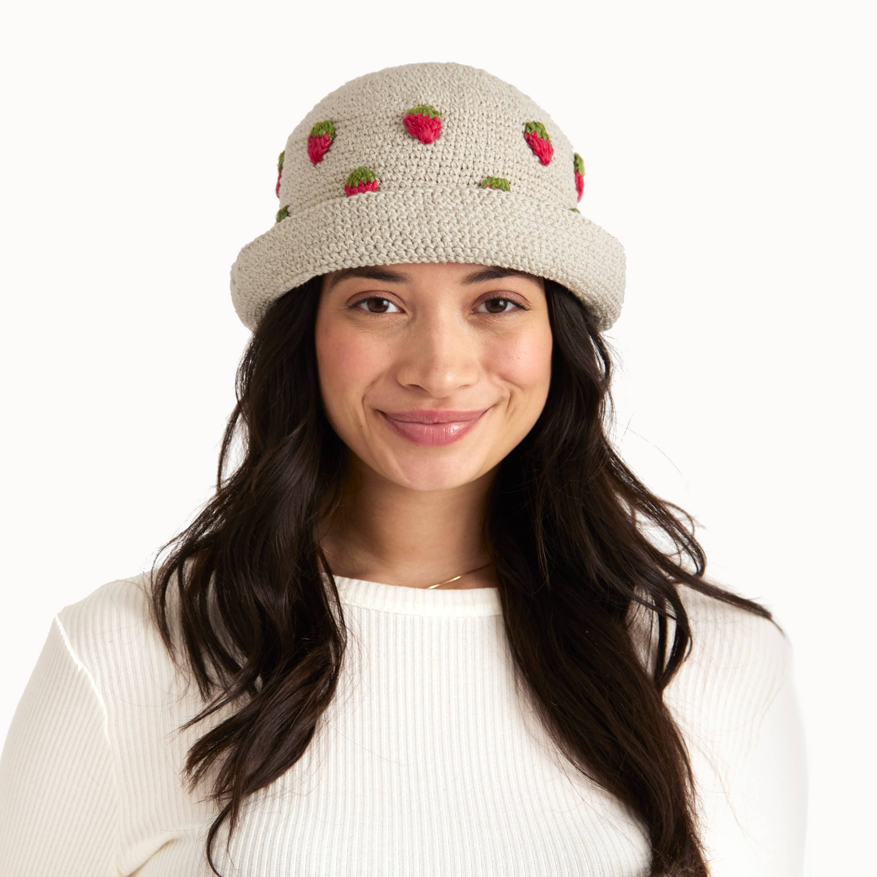 Handmade Lanie Bucket Hat - Natural Strawberry Crochet Sun Hat for Women, Summer Beach Vacation & Outdoor Activities
