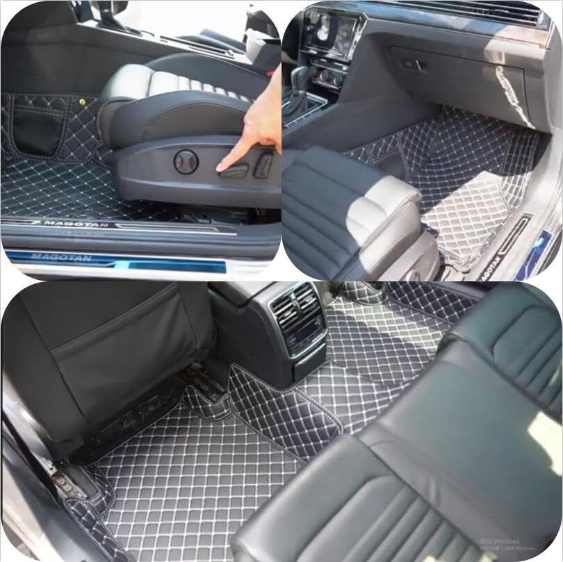 Premium Custom Car Floor Mats for BMW 2 Series Convertible 2014-2021 - Luxury Faux Leather with Phone Pocket, Waterproof & Anti-Slip Design (Black/Red) - Perfect for Road Trips, Daily Commutes & Car Protection