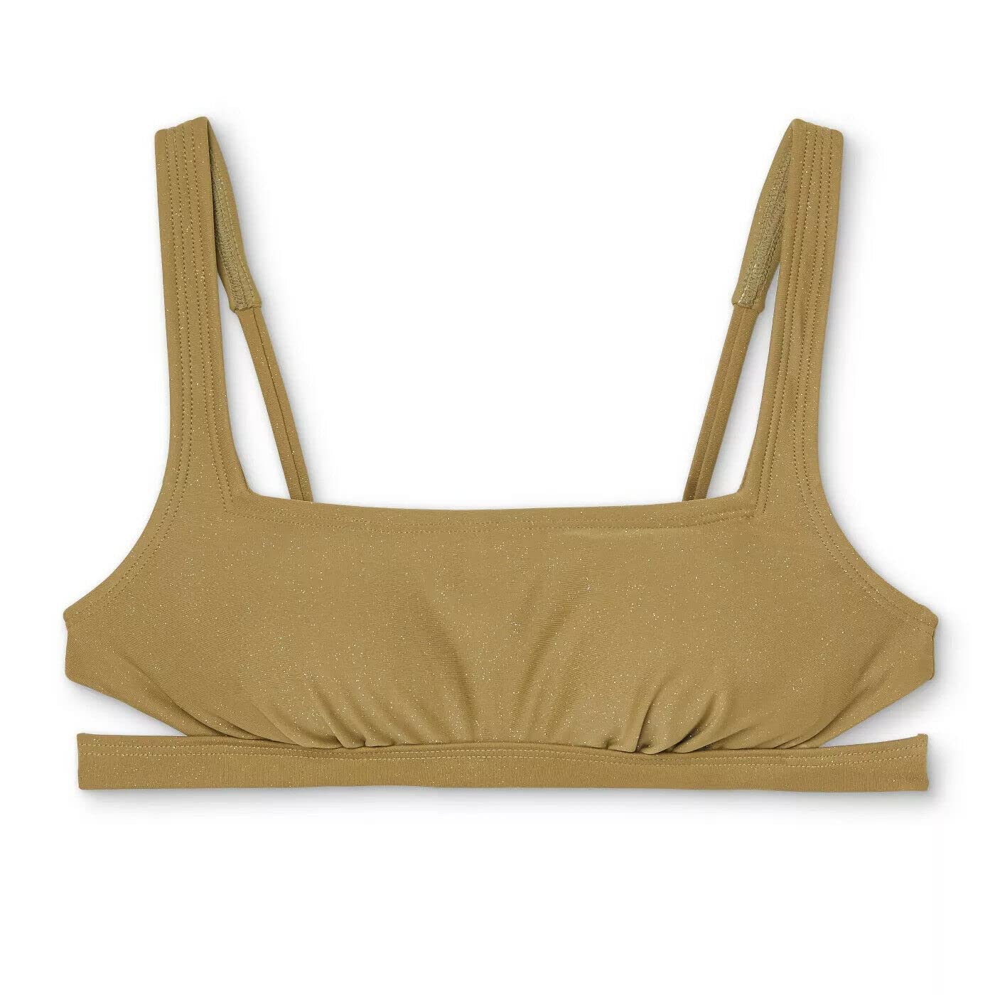 Women's Juniors' Metallic Bralette Bikini Top - Army Green - Sexy Swimwear for Beach, Pool Party & Summer Vacation