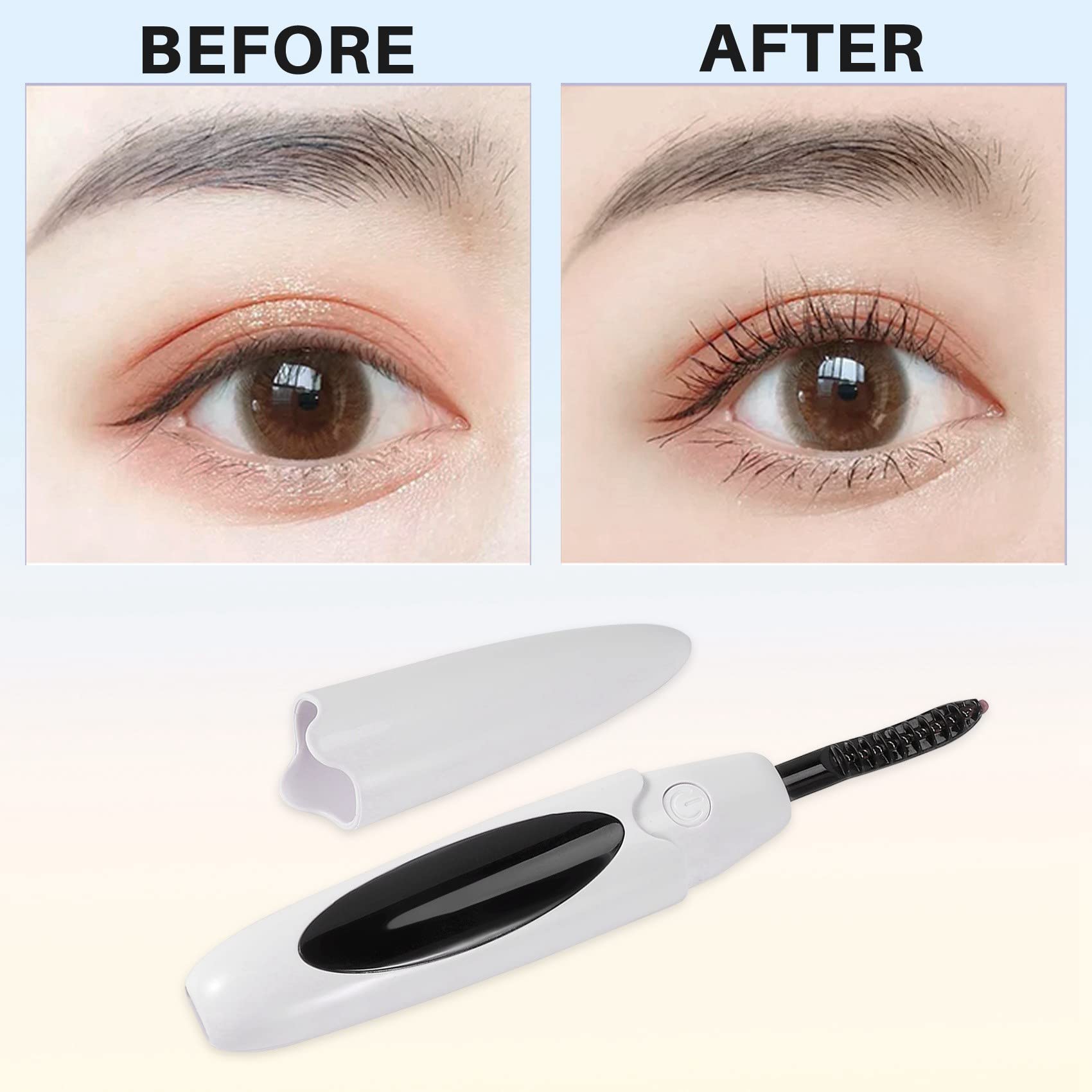 USB Rechargeable Electric Heated Eyelash Curler - Long Lasting Natural Lash Curling Kit (White) | Perfect for Home Use, Travel & Professional Makeup Application