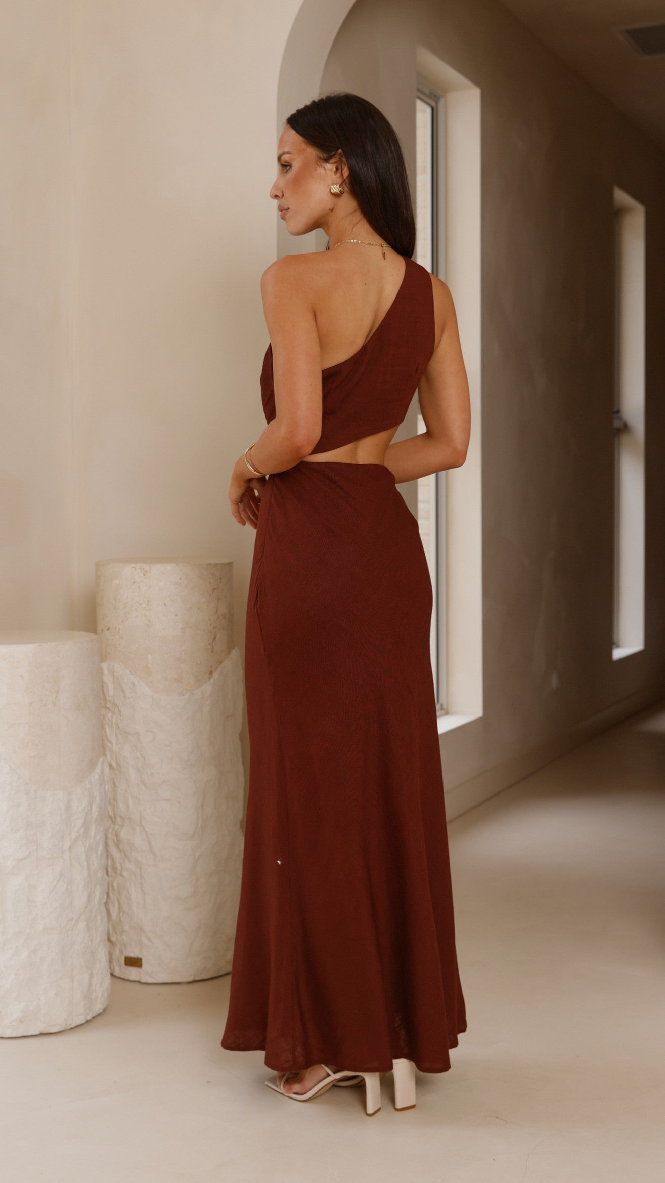 Abia Maxi Dress in Chocolate Brown - Elegant Long Flowy Dress for Women | Perfect for Summer, Beach, and Casual Outings
