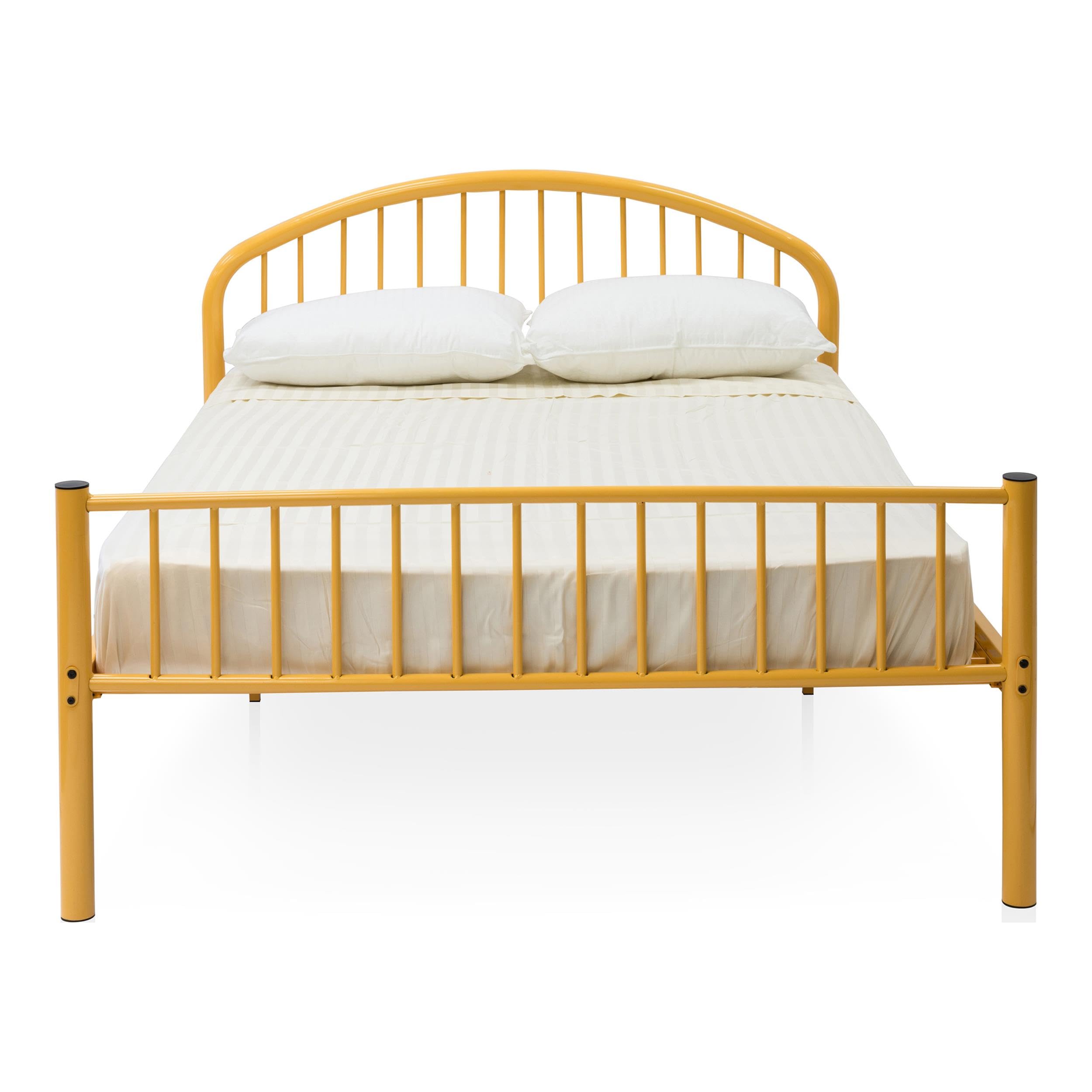 Furniture of America Capelli Contemporary Metal Slat Full Panel Bed in Orange - Modern Platform Bed Frame for Bedroom, Guest Room, or Dorm