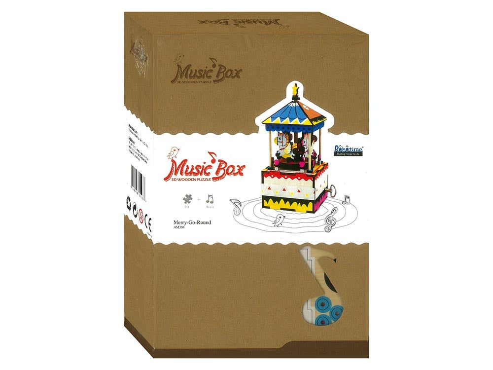 3D Wooden Puzzle Music Box - Merry Go Round DIY Kit for Adults & Kids - Handmade Wood Craft Gift for Birthday, Christmas - Perfect for Home Decor, Relaxation & Collectibles