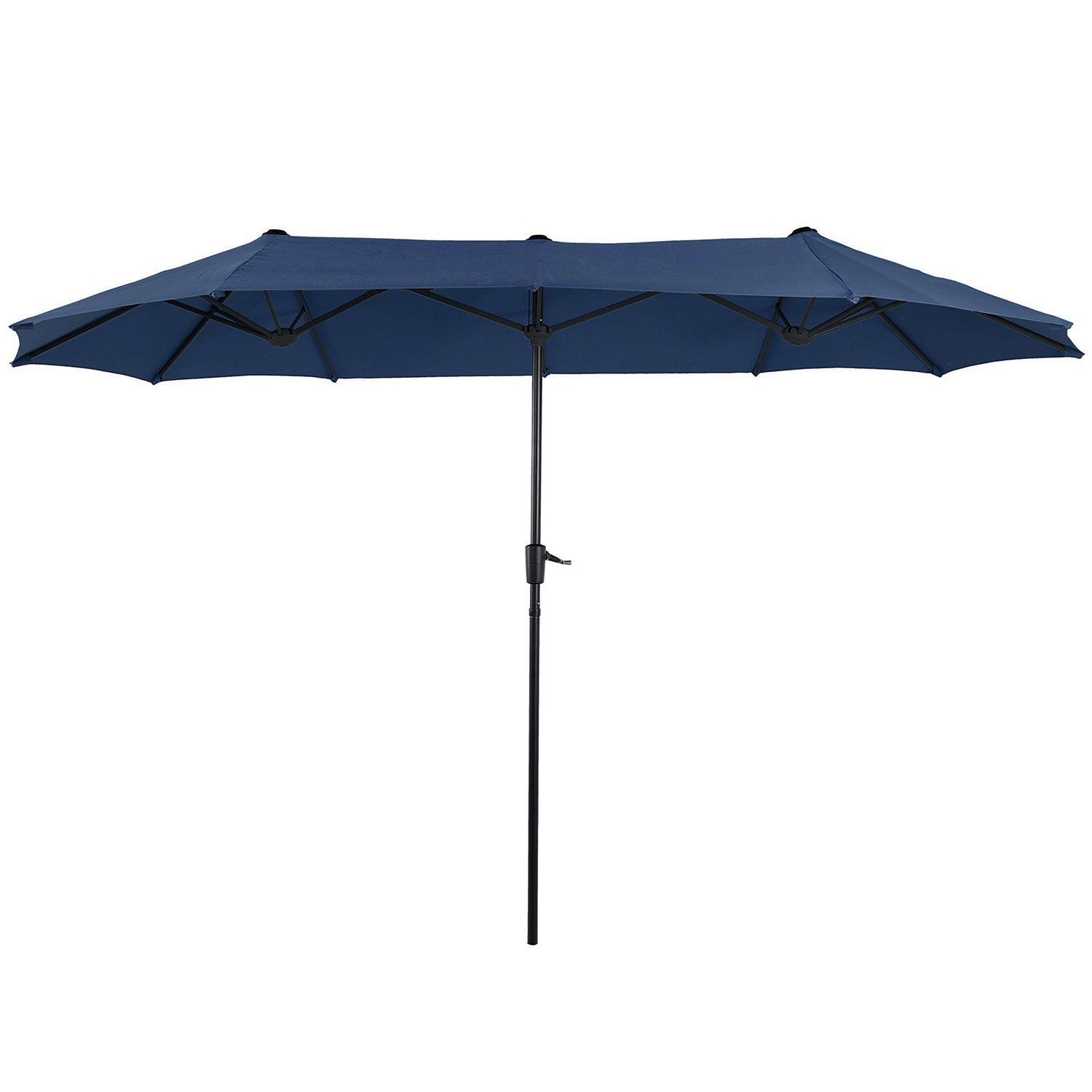 PHI VILLA 8-Piece Outdoor Patio Dining Set with 13ft Sunbrella Umbrella - Steel Rectangle Table & 6 Stackable Chairs - Perfect for Backyard, Garden, and Poolside Entertaining