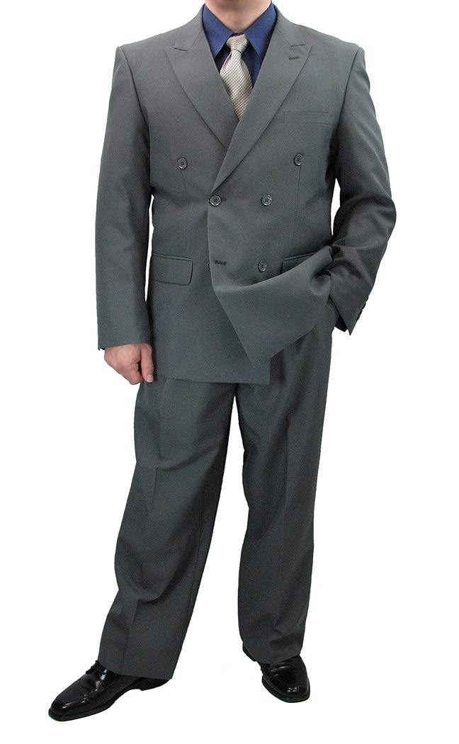 Premium Sharp Hand Tailored 2-Piece Men's Double Breasted Dress Suit with 1 Pair of Socks - Formal Business Attire for Weddings, Office & Special Occasions