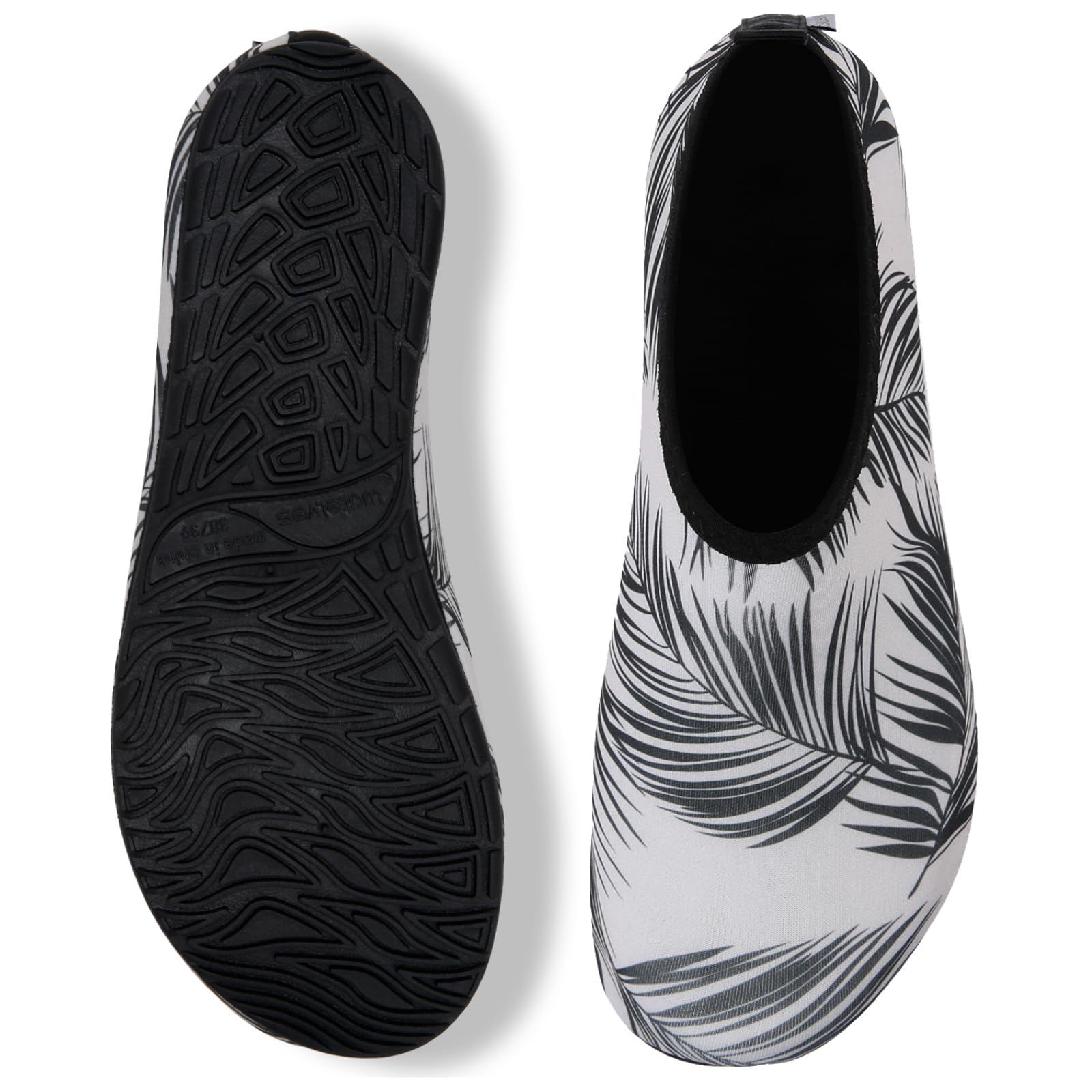 Water Shoes for Women & Men - Barefoot Quick-Dry Aqua Socks for Beach, Swim, Surf, Yoga & Exercise | Lightweight & Comfortable | Perfect for Water Sports, Pool, Travel & Outdoor Activities (Palm Leaves, Size 36/37)
