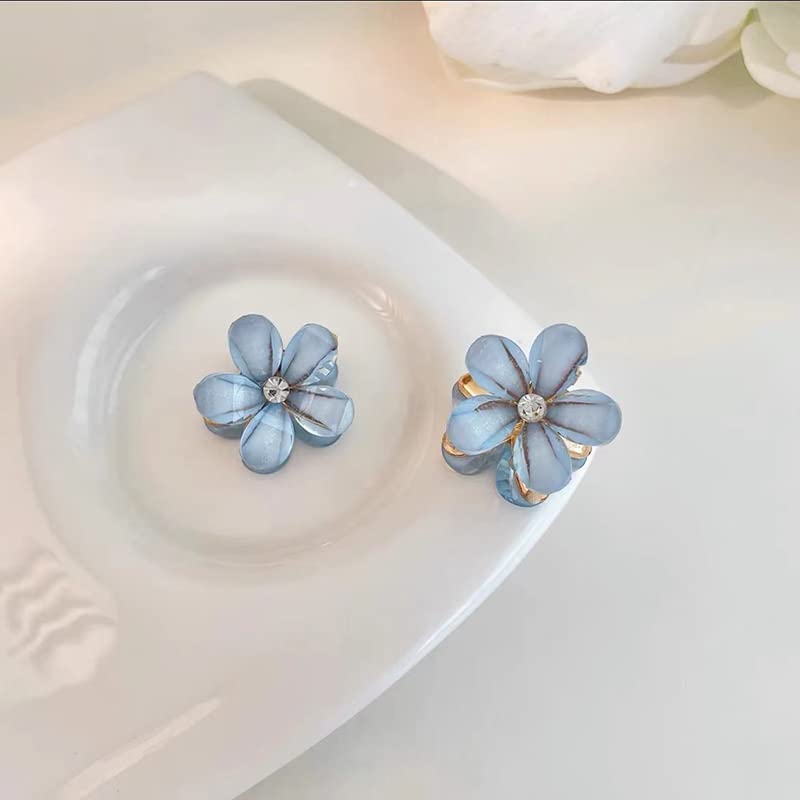 10 PCS Double-Sided Crystal Flower Hair Clips with Rhinestones - Alloy Hair Claws for Girls, Women - Sweet Summer Hair Accessories for Parties, Weddings, Prom & Everyday Styling