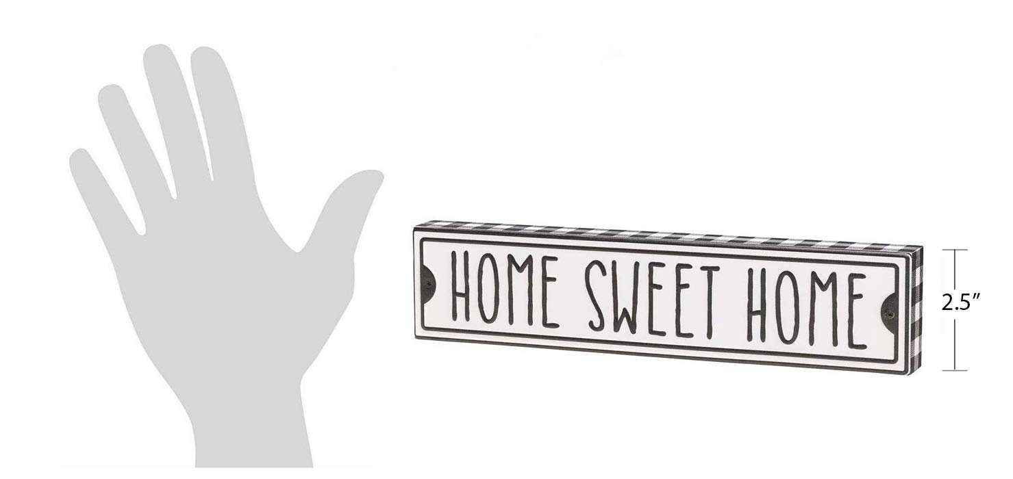 Rustic Plaid Patterned Metal & Wood Box Sign - Home Sweet Home Wall Decor for Farmhouse, Cabin & Country Style Living Room, Bedroom, Porch