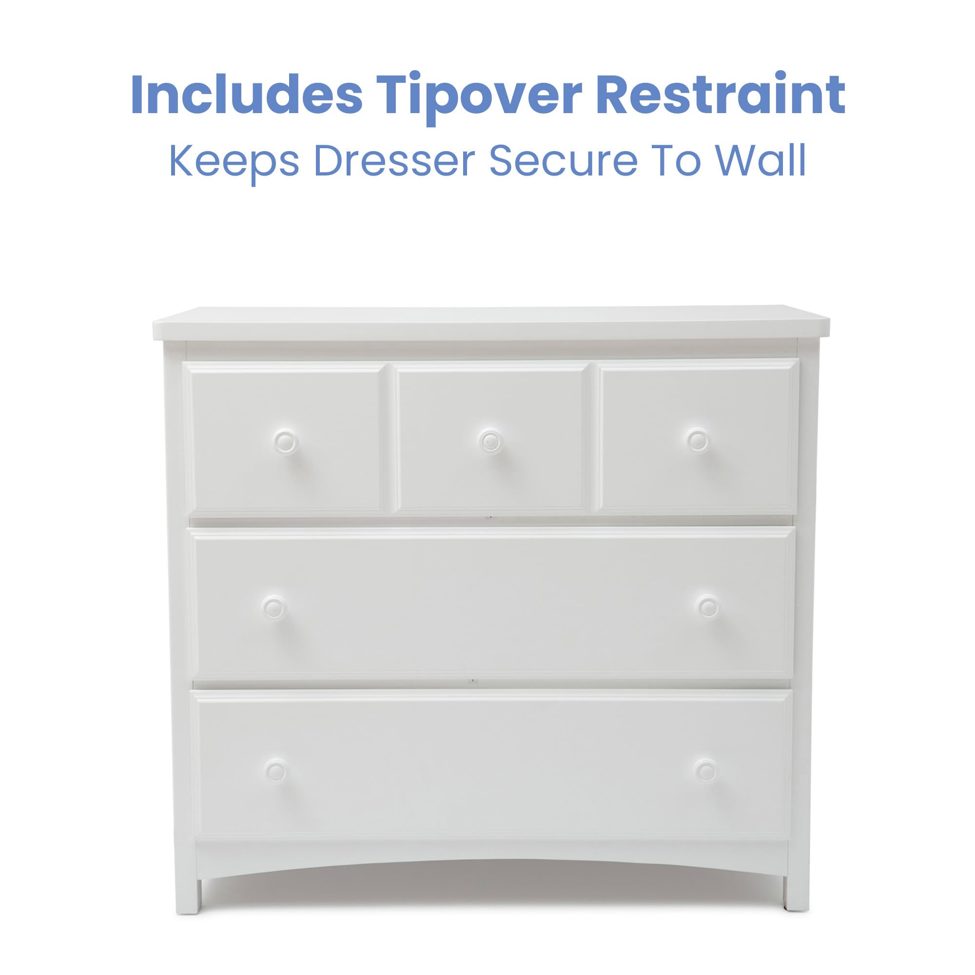 Delta Children 3-Drawer Dresser with Interlocking Drawers - Sturdy White Nursery Dresser for Baby Clothes & Storage | Perfect for Kids' Bedroom, Nursery Organization & Baby Essentials Storage