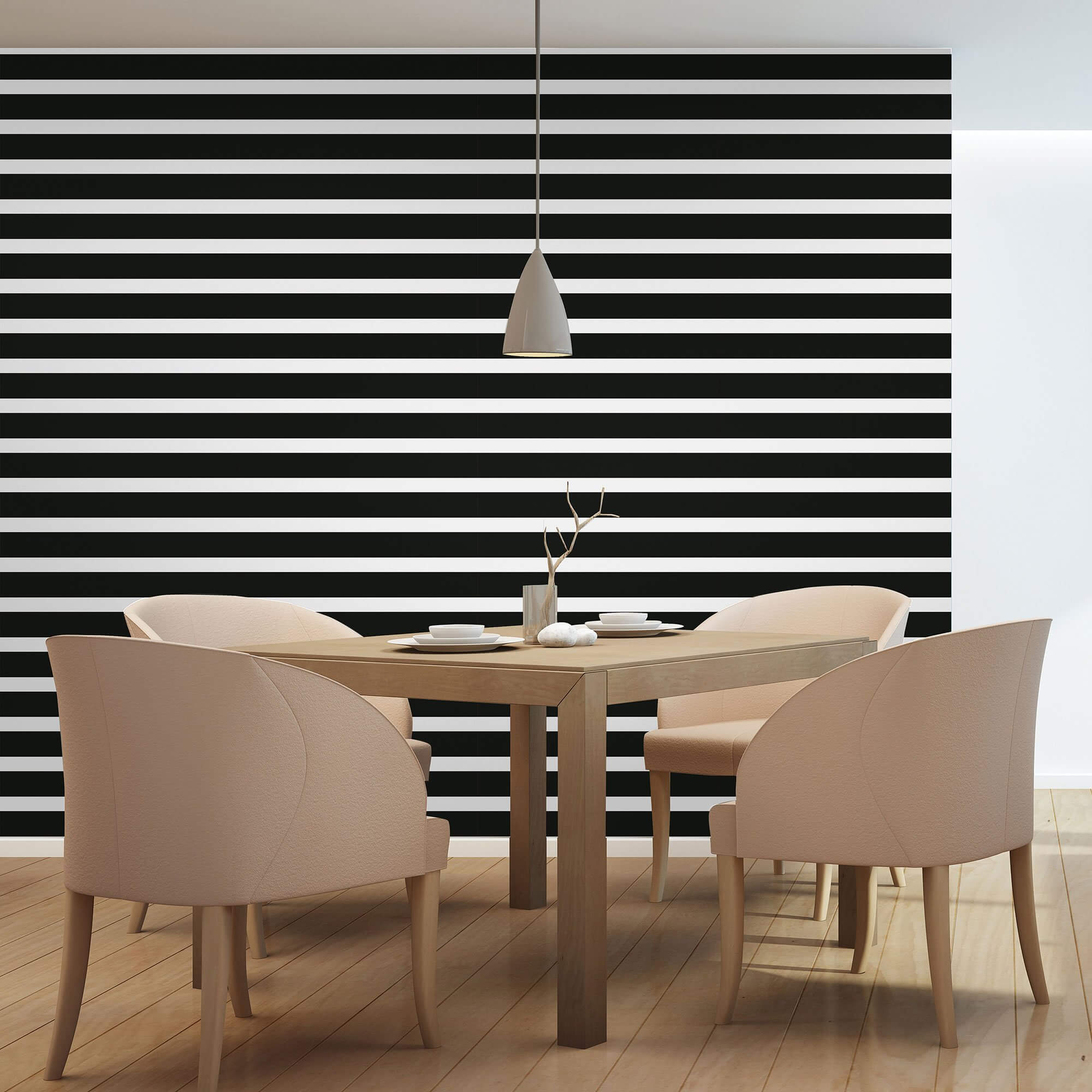 Black and White Vertical Peel and Stick Removable Wallpaper - 20.3