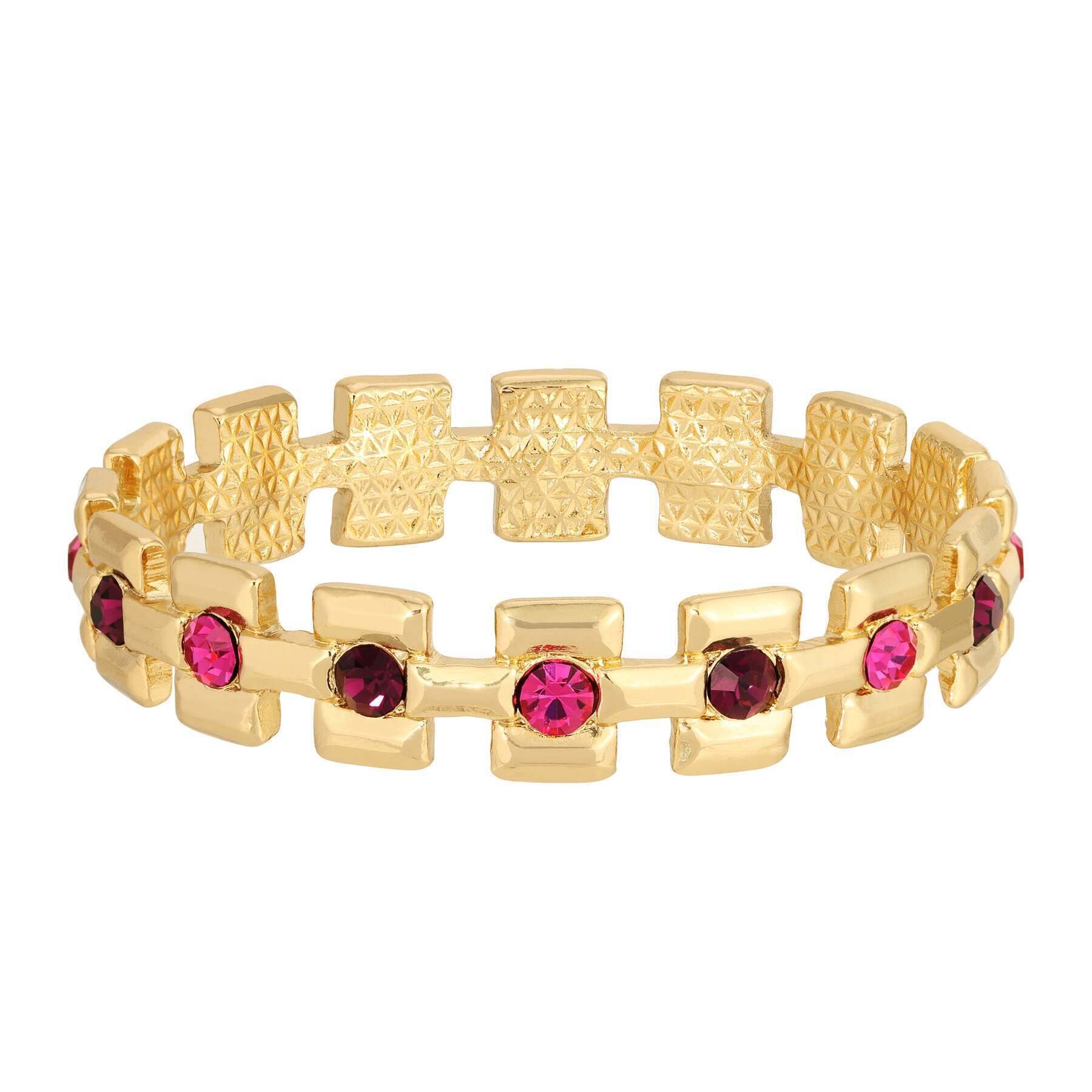 1928 Jewelry Amethyst & Fuchsia Crystal Bangle Bracelet for Women - Elegant Purple Gemstone Fashion Bracelet for Party, Wedding & Special Occasions